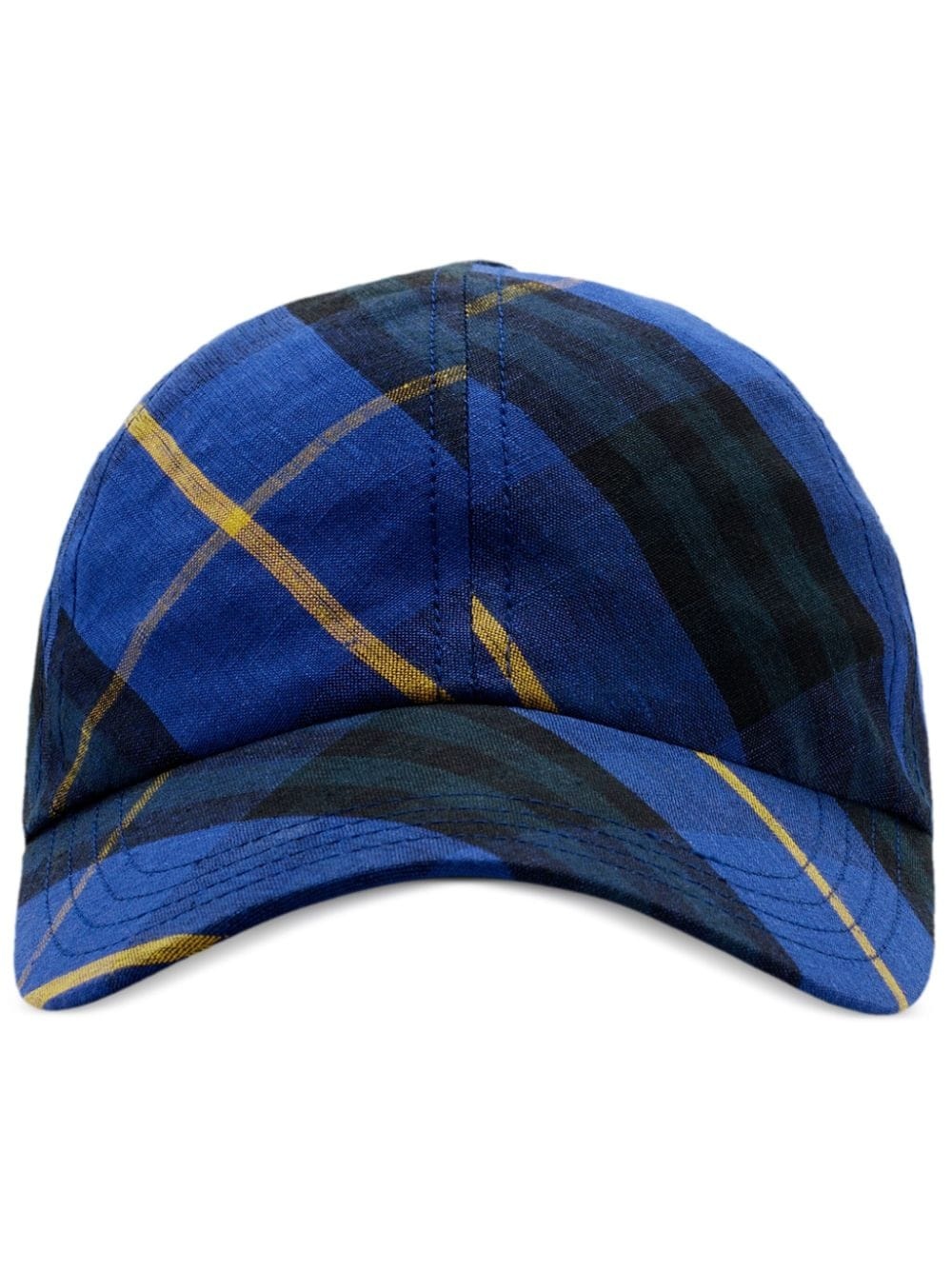 check linen baseball cap - 1