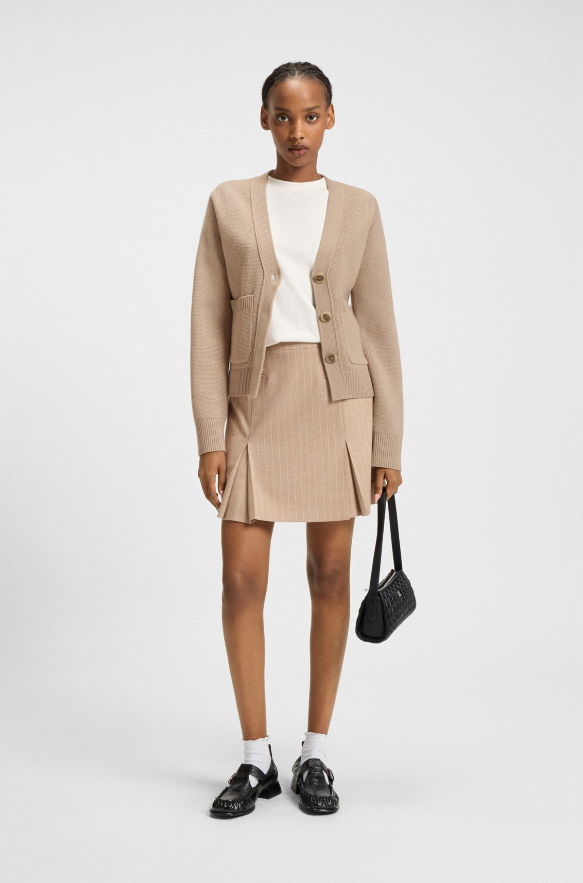 WOOL-BLEND CARDIGAN WITH EMBROIDERED LOGO - 3