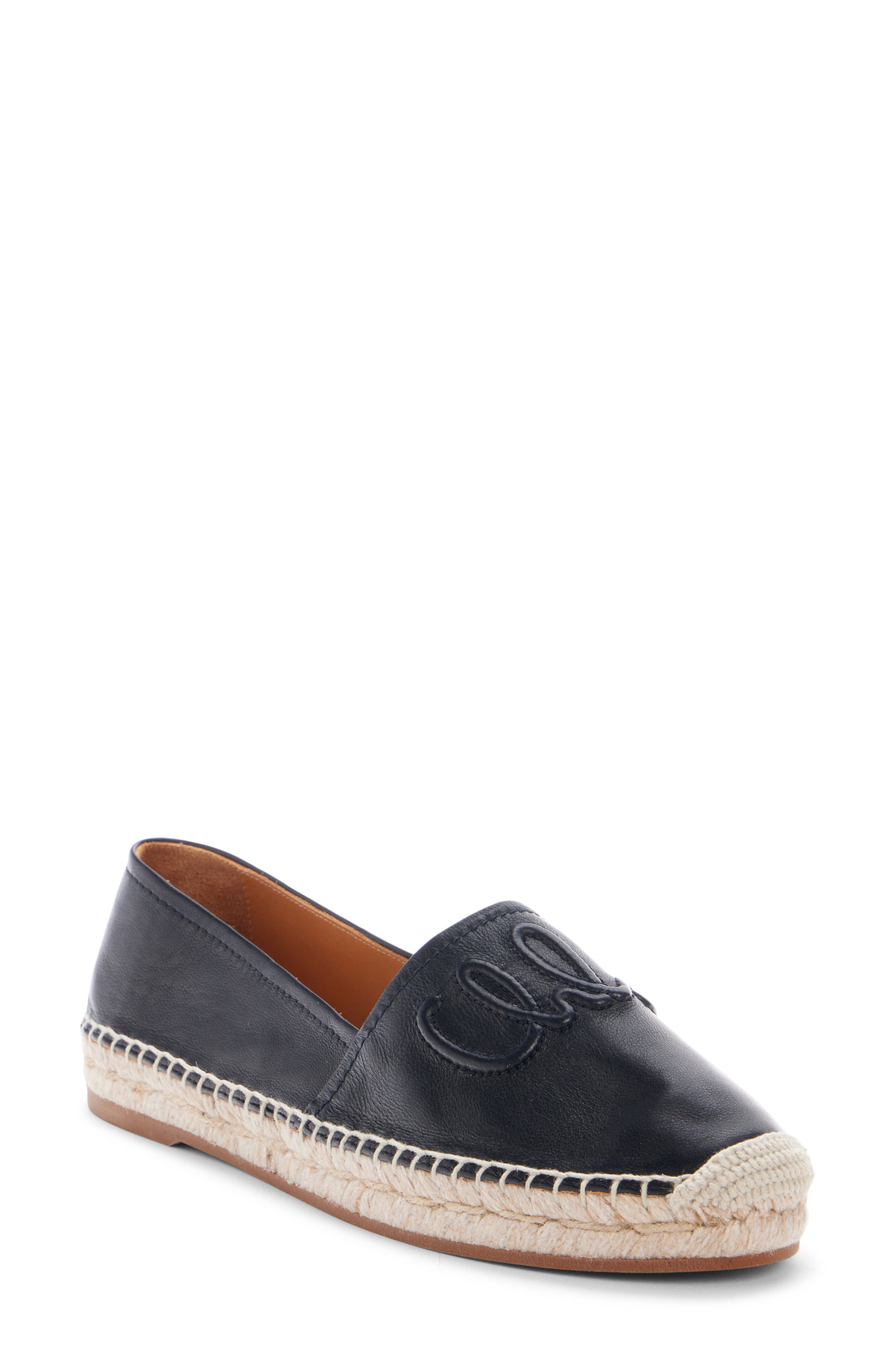Chloé Isla Leather Espadrille in Black at Nordstrom - 1