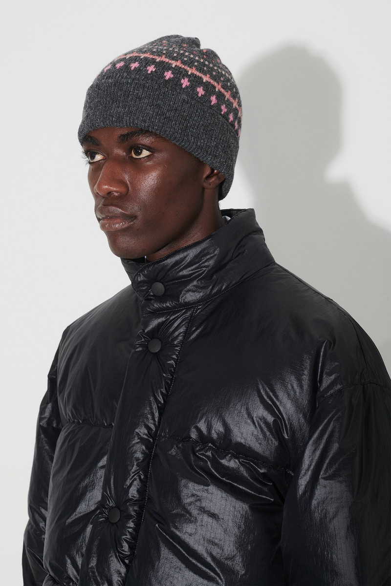 Knit Hat Slate Grey Faux Isle 3