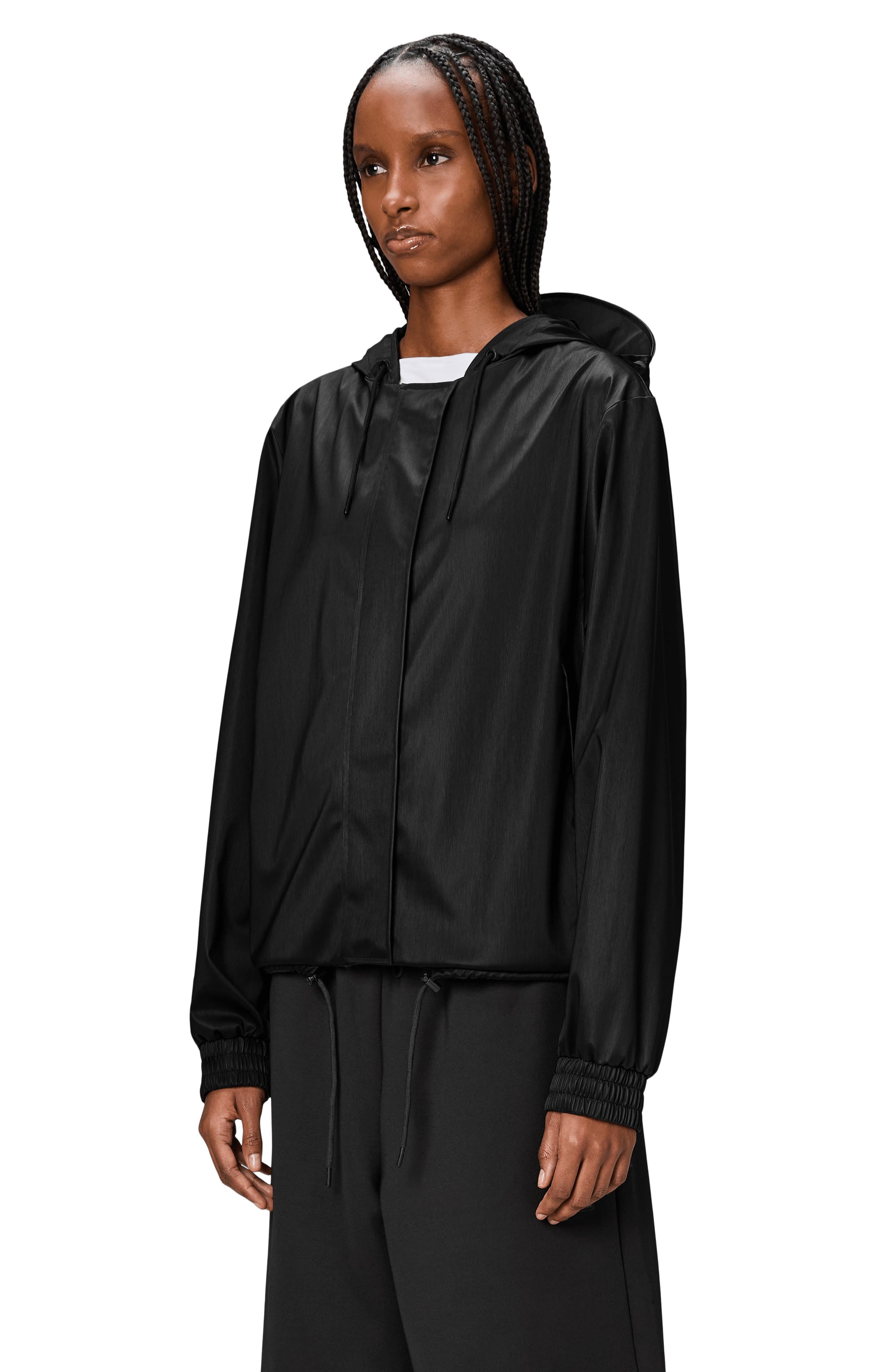 Rains Waterproof Hooded Rain Jacket in Black Grain at Nordstrom - 3