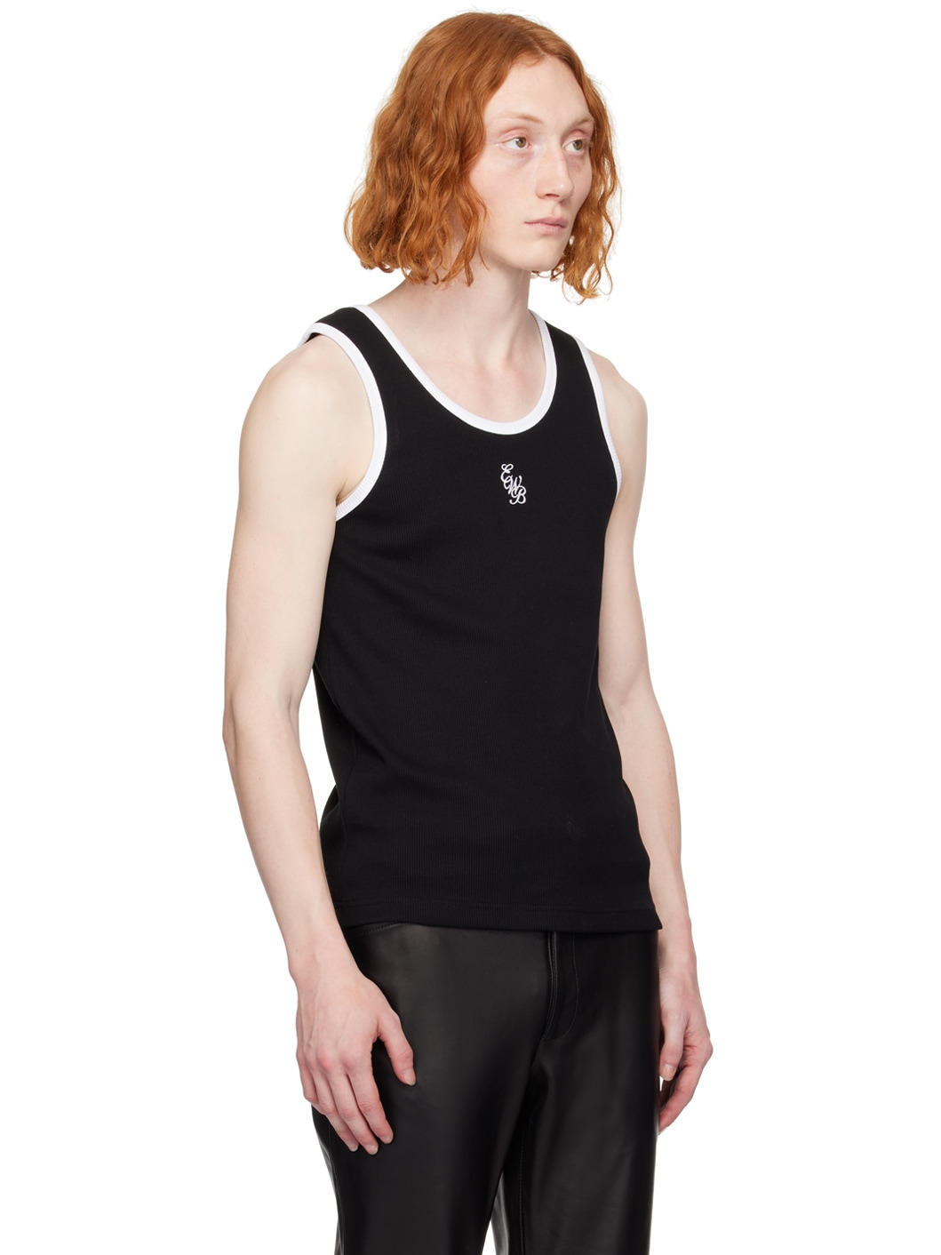 Black Embroidered Tank Top - 4