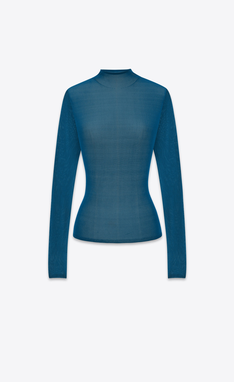 high neck top in silk - 1
