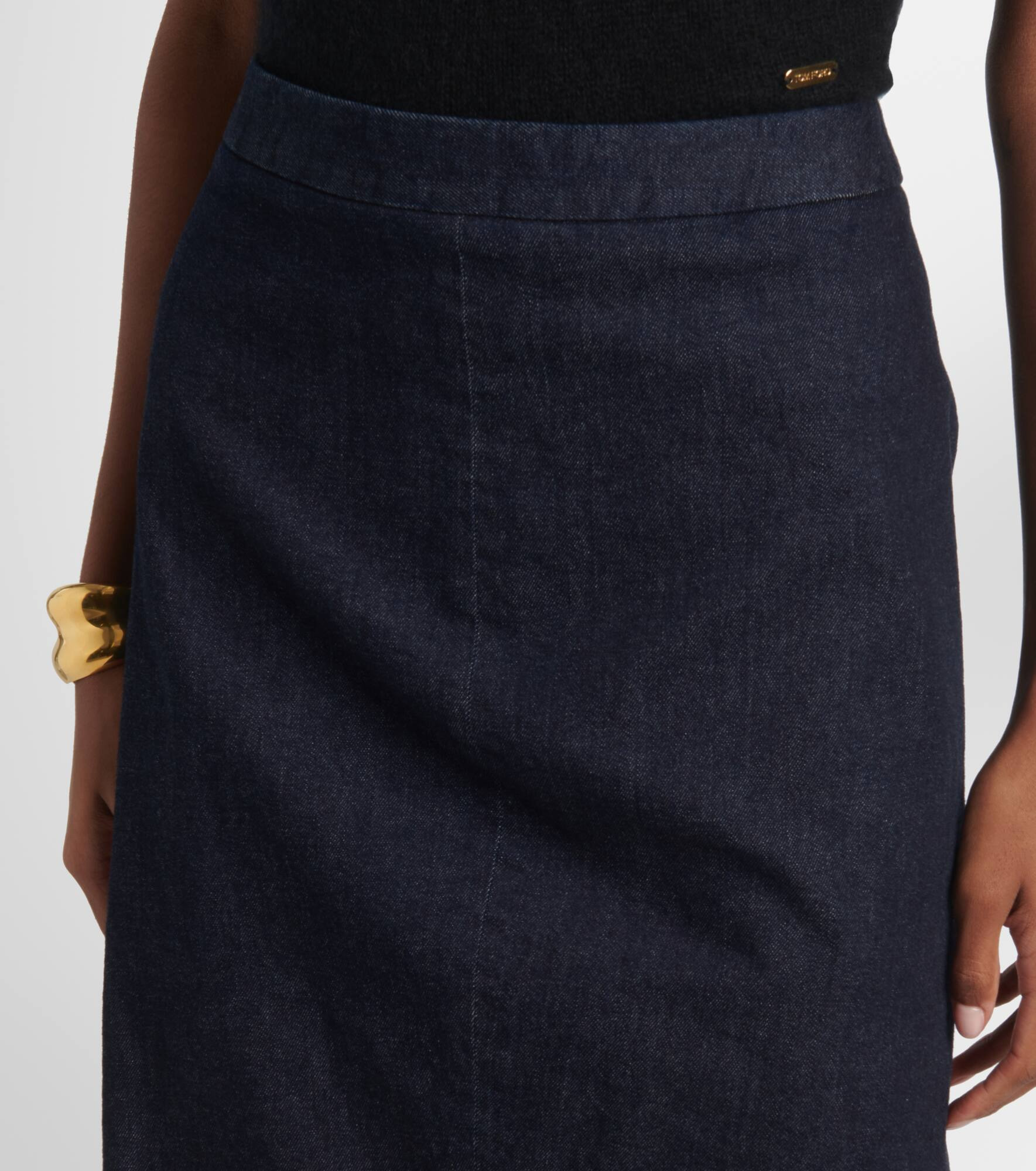 High-rise denim pencil skirt - 4