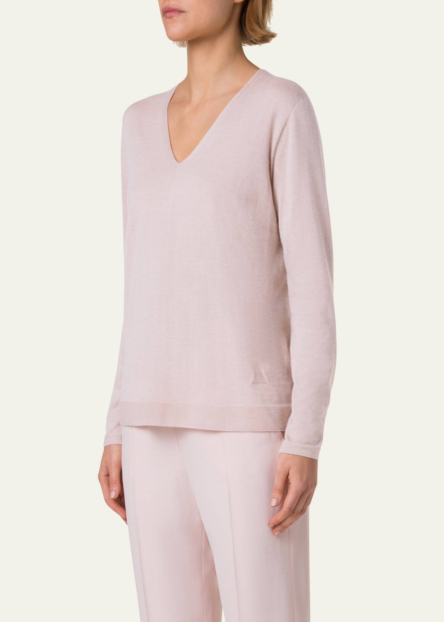 V-Neck Cashmere-Silk Sweater - 4