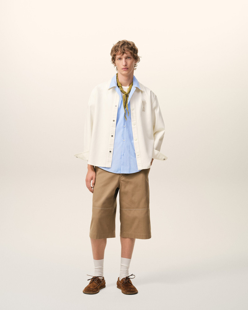 AMI Paris WHITE COTTON KNITTED AMI DE COEUR OVERSHIRT outlook