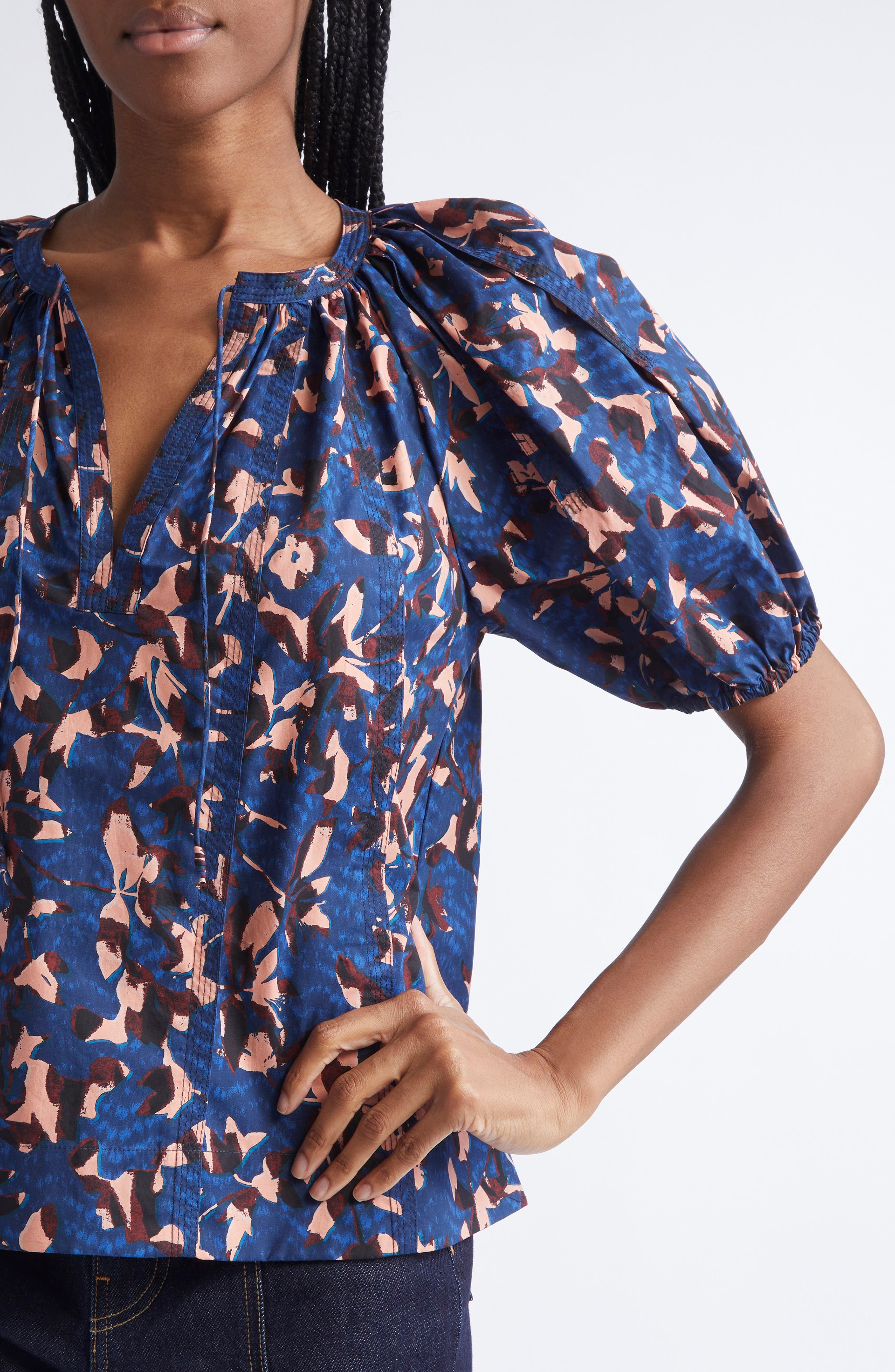 Ulla Johnson Tie Neck Puff Sleeve top in Mirage at Nordstrom - 4