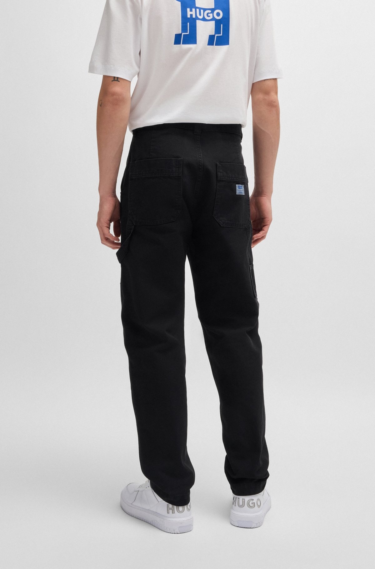 TAPERED-FIT TROUSERS IN COTTON CANVAS - 4