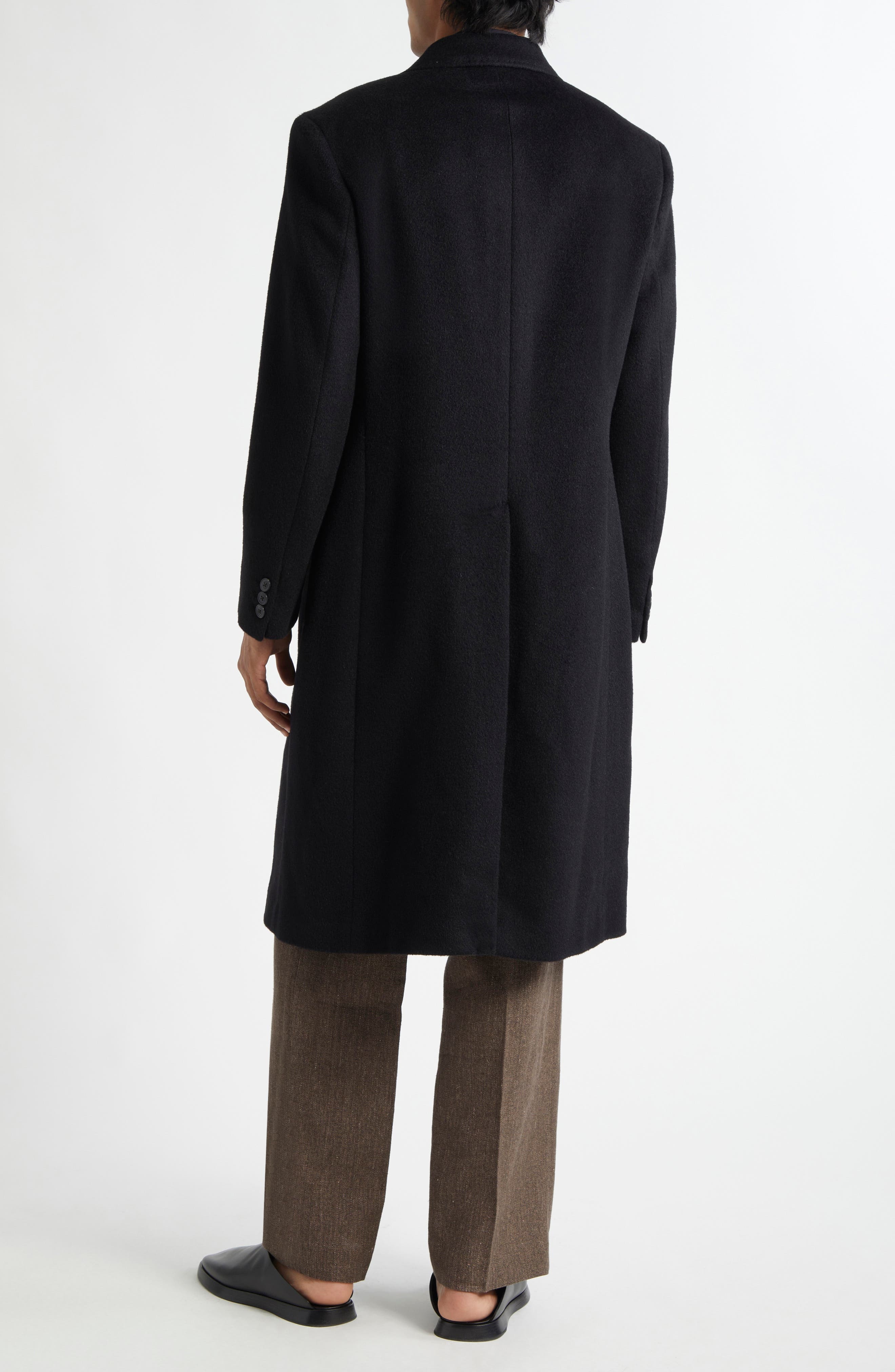 OUR LEGACY Whale Double Breasted Mohair Blend Coat in Black Hairy Wool at Nordstrom - 2