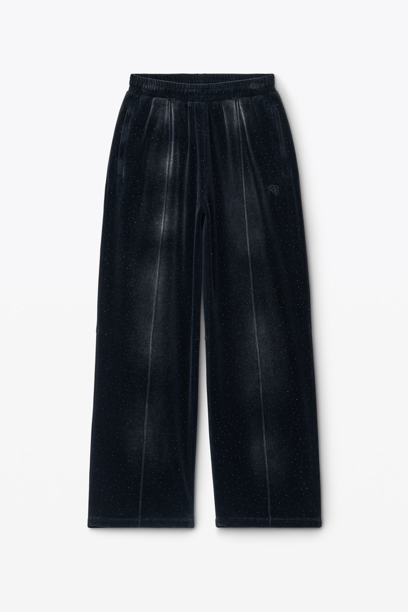 Sweatpant with Clear Bead Hotfix in Crushed Velour 1