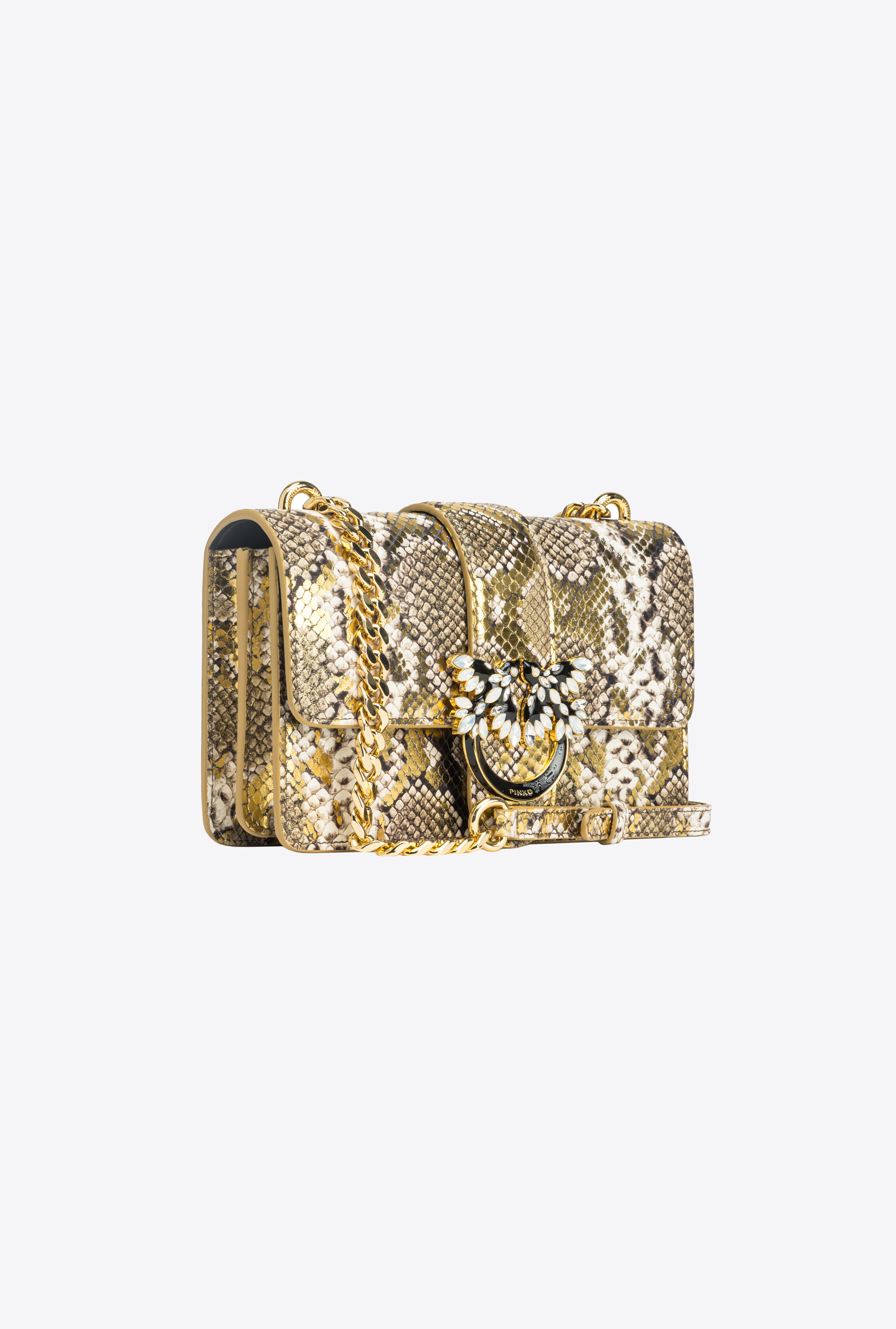 PINKO GALLERIA LAMINATED REPTILE MINI LOVE BAG ONE - 3