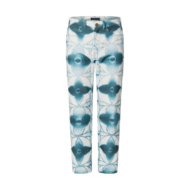 Monogram Shibori Printed Denim Regular Pants 1