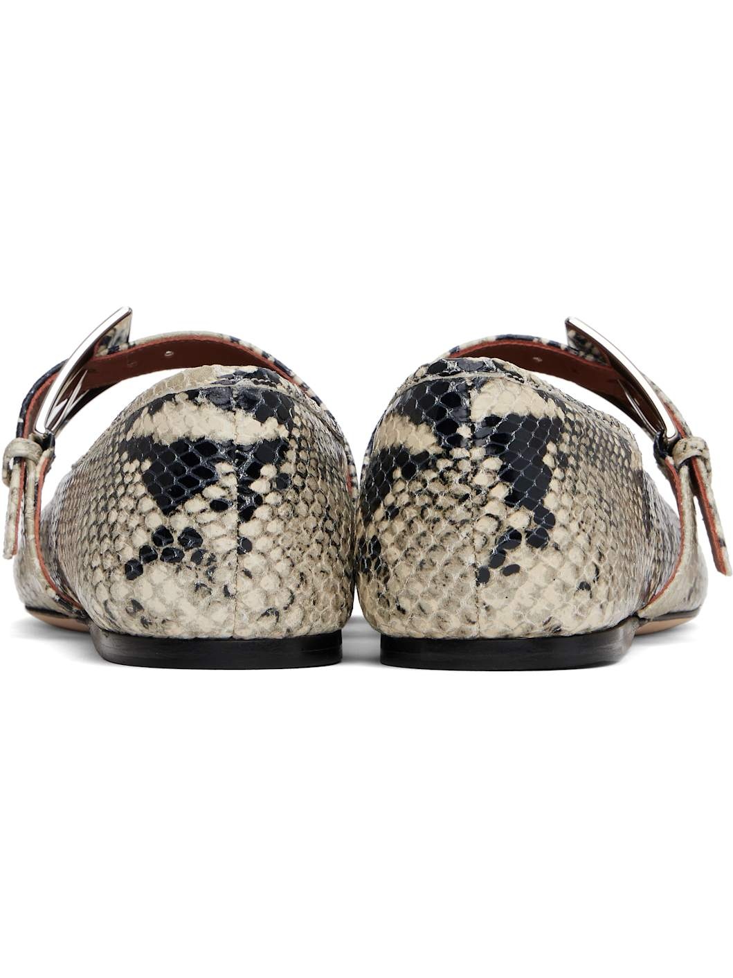 Black & White Sveva Buckle Ballerina Flats - 2