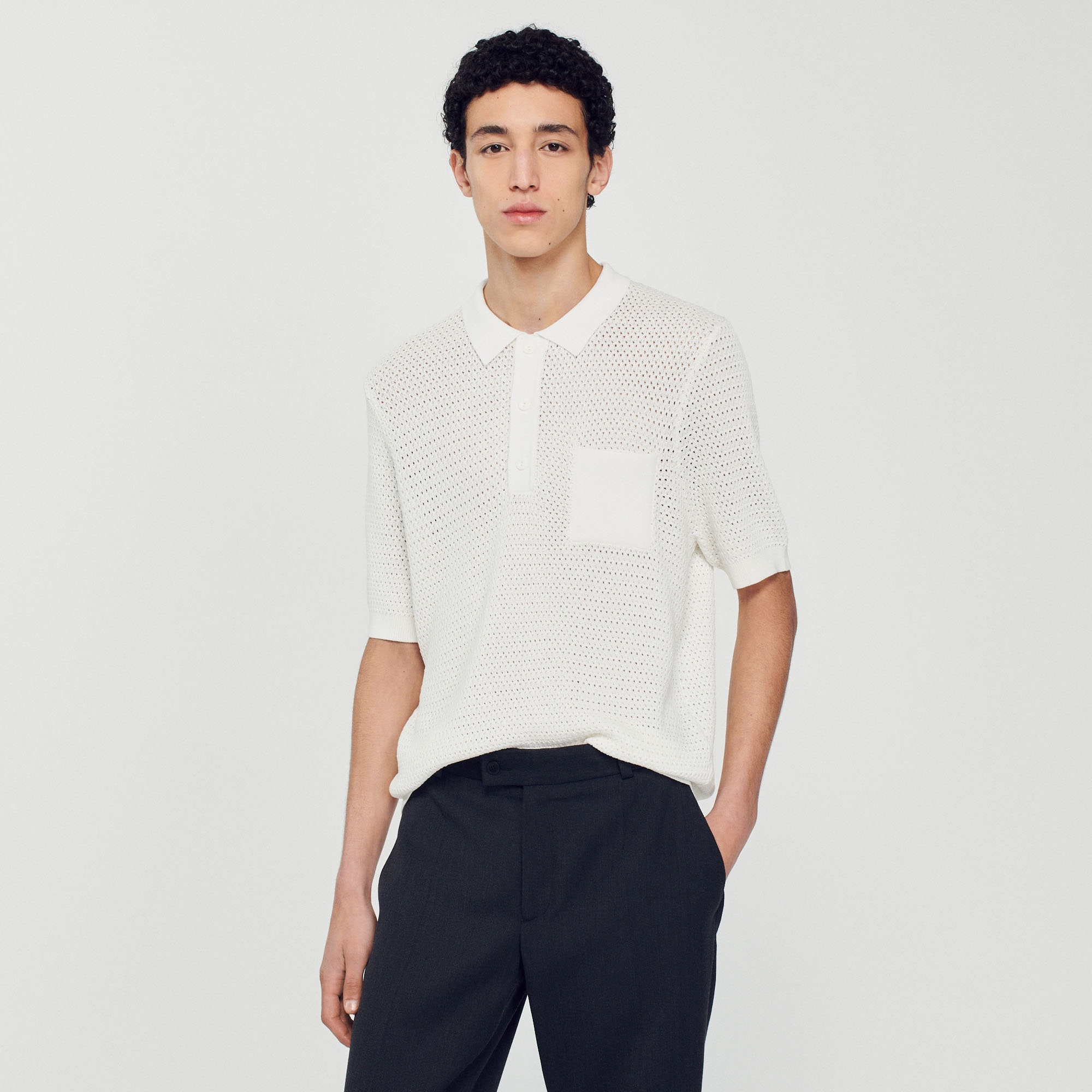 Short-sleeved polo sweater - 5