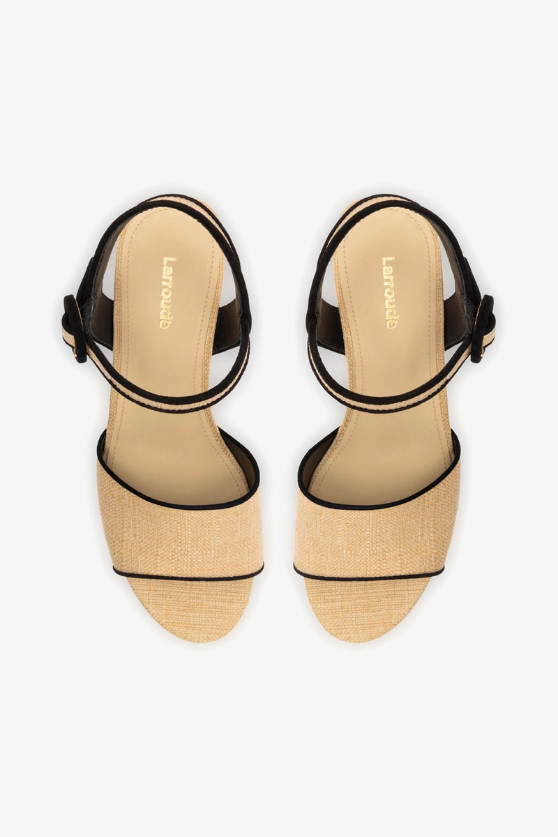 Miso Sandal In Beige Raffia and Black Trimming 7
