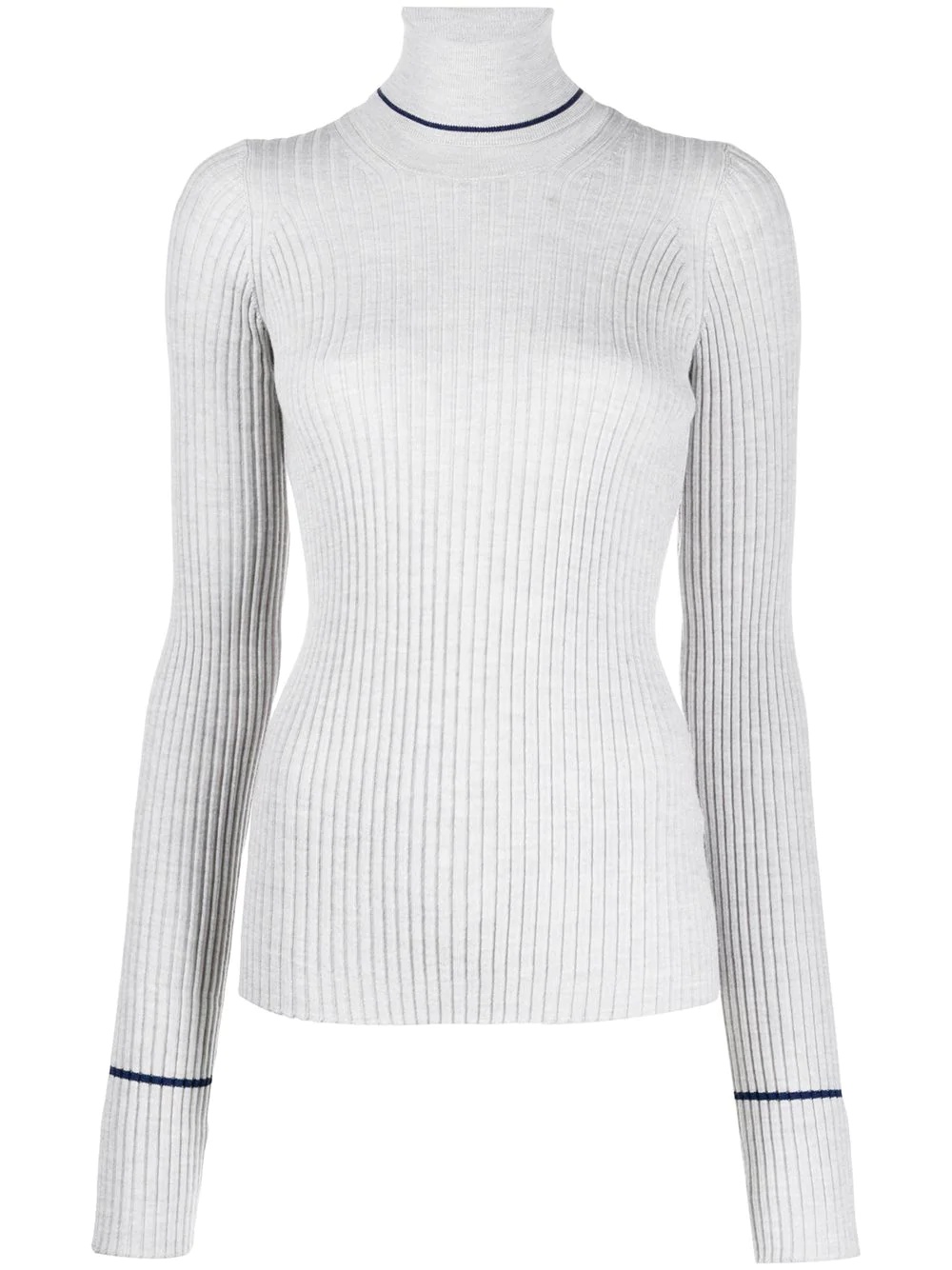 ribbed knitted roll neck top - 1