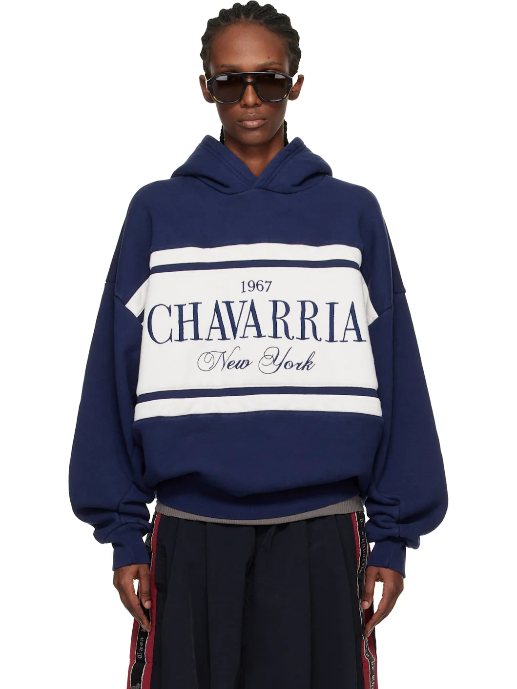 Navy 'Chavarria' Stripe Gilroy Hoodie - 1
