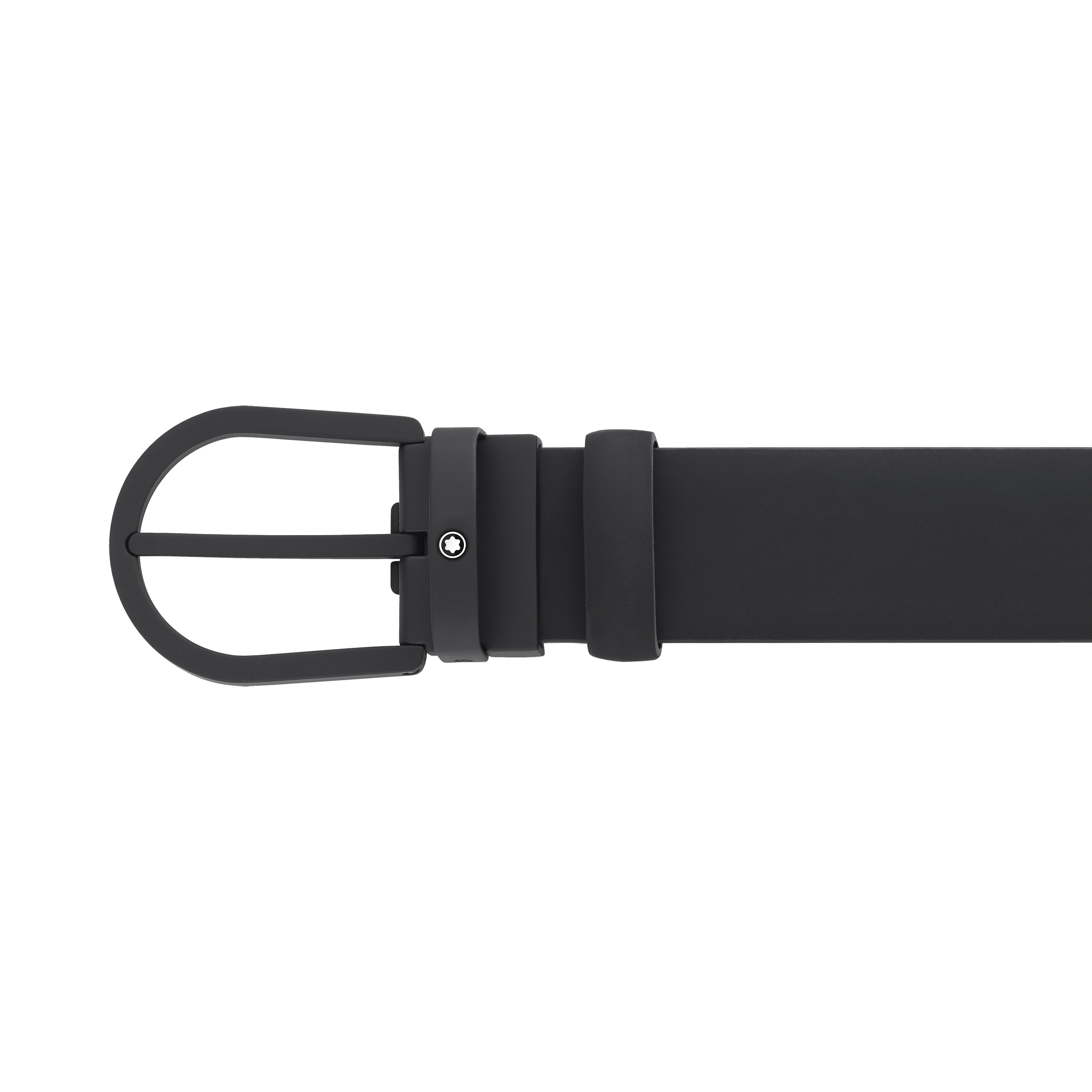 Horseshoe buckle black 35 mm leather belt - 3