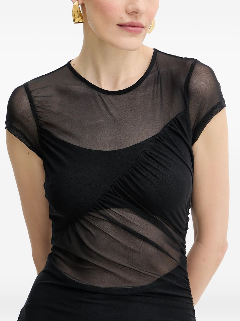 mesh ruched midi dress 4