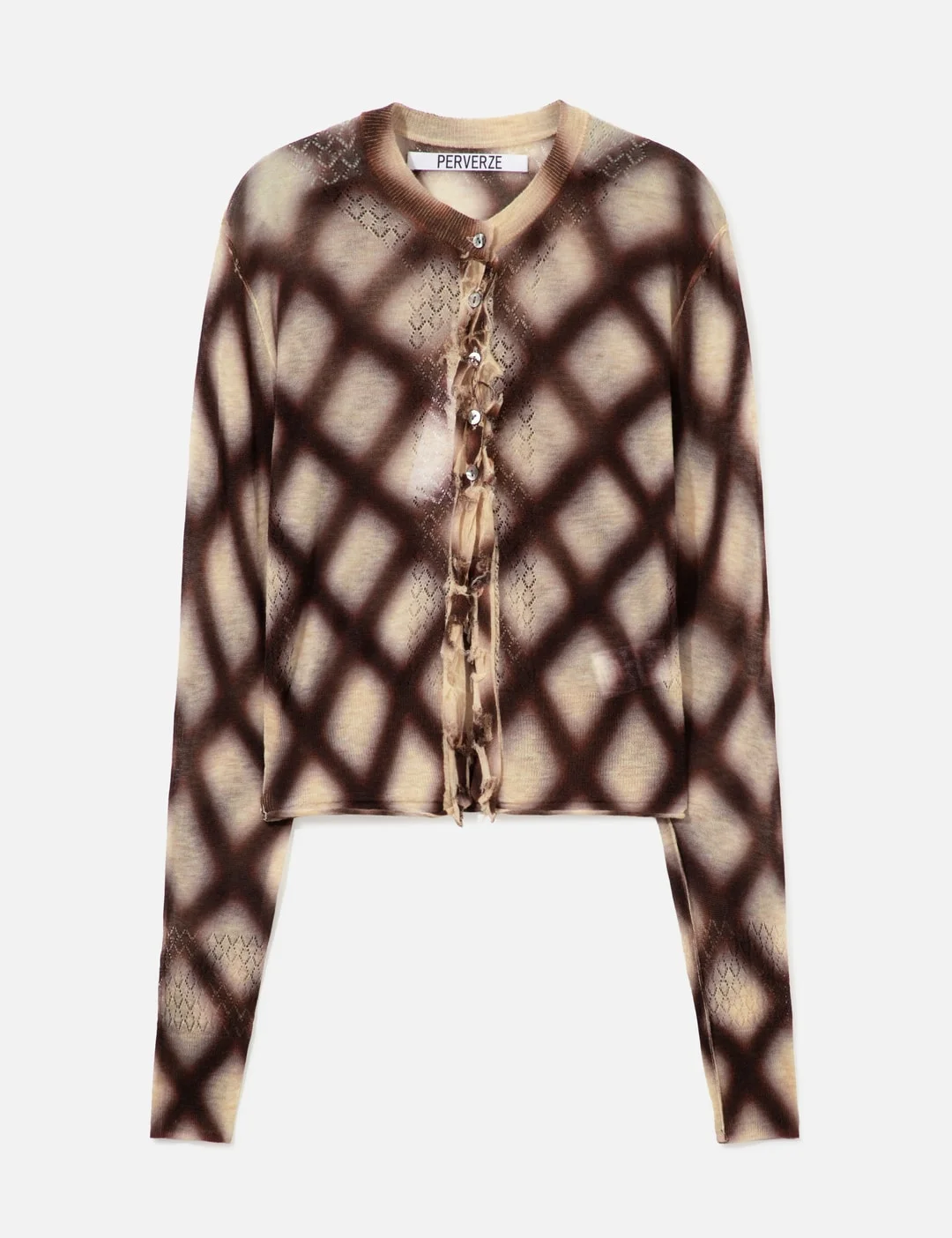 SPRAY-PAINTED CHECK KNIT CARDIGAN - 1