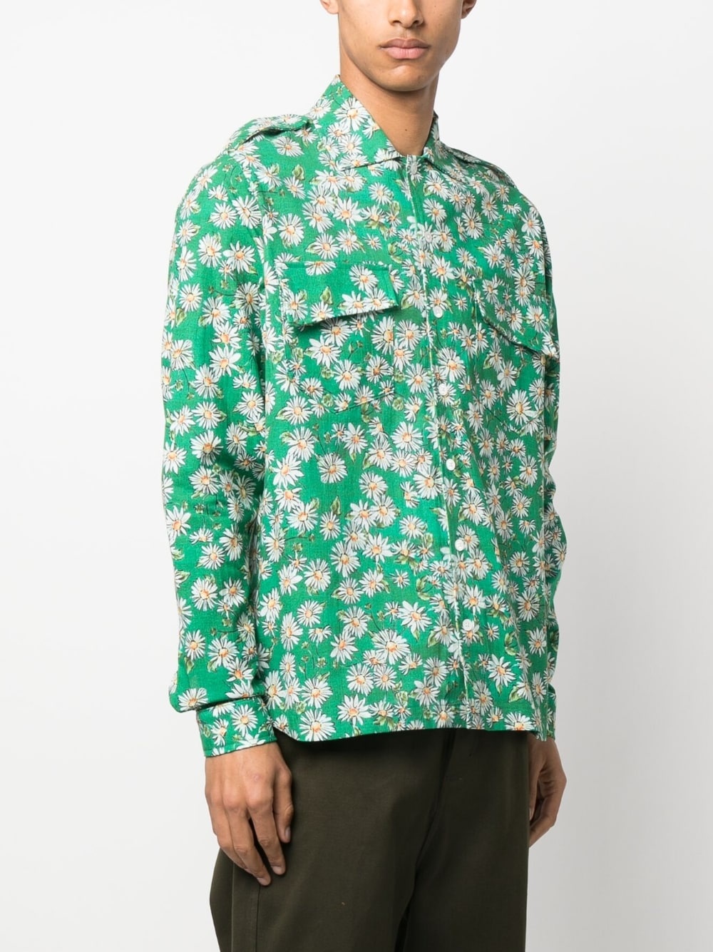 daisy-print long-sleeved shirt - 3