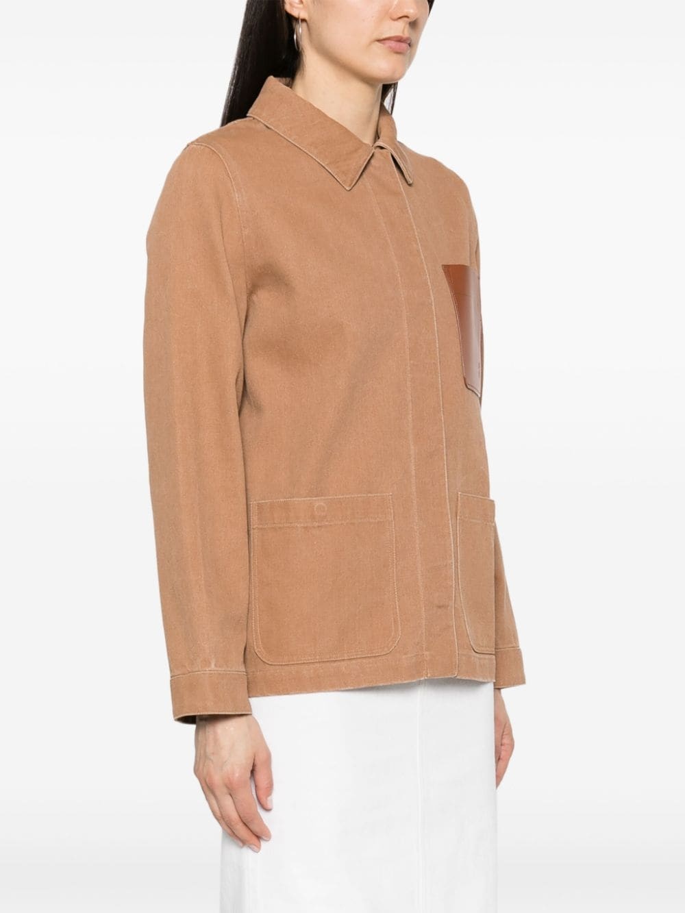 leather-pocket denim jacket - 3
