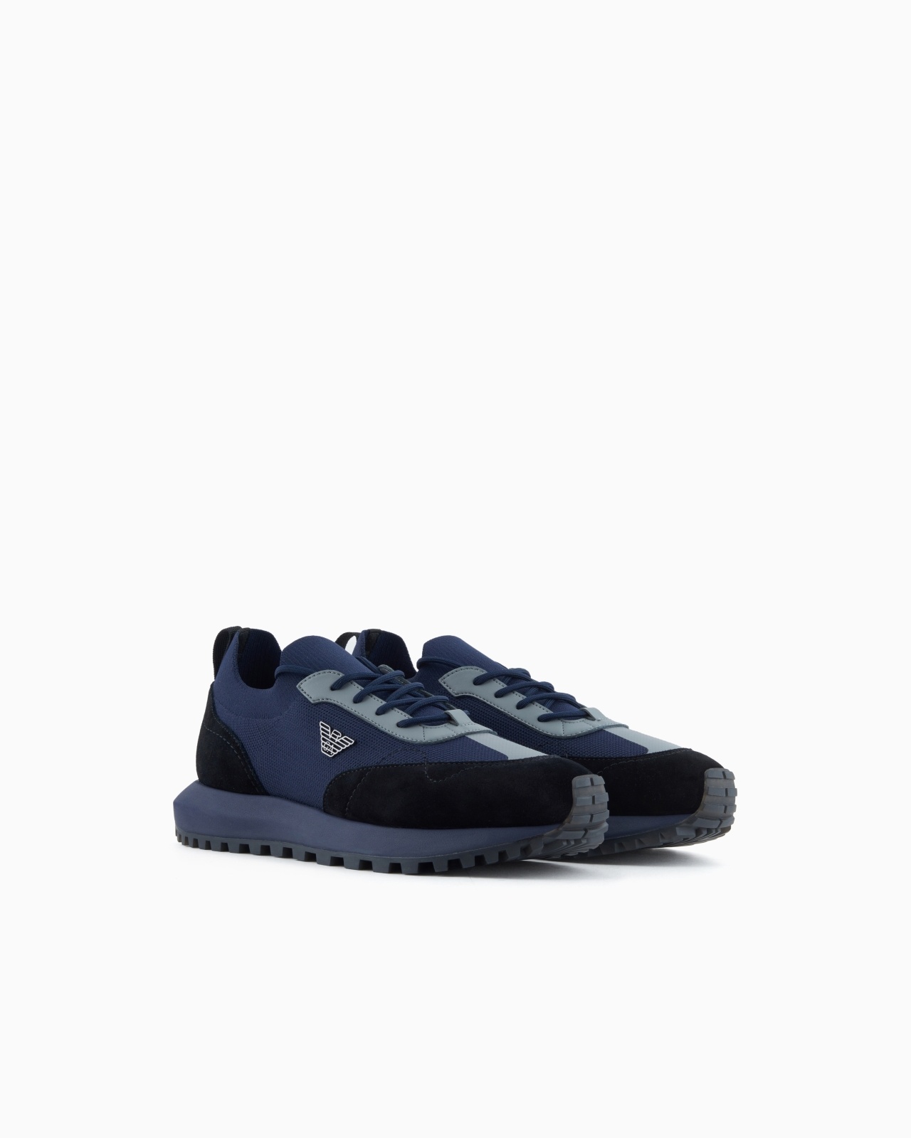 KNIT SNEAKERS WITH SUEDE DETAILS - 2