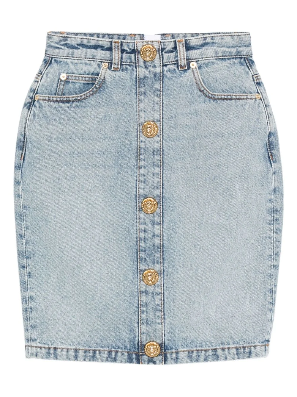 button-detail denim skirt - 1