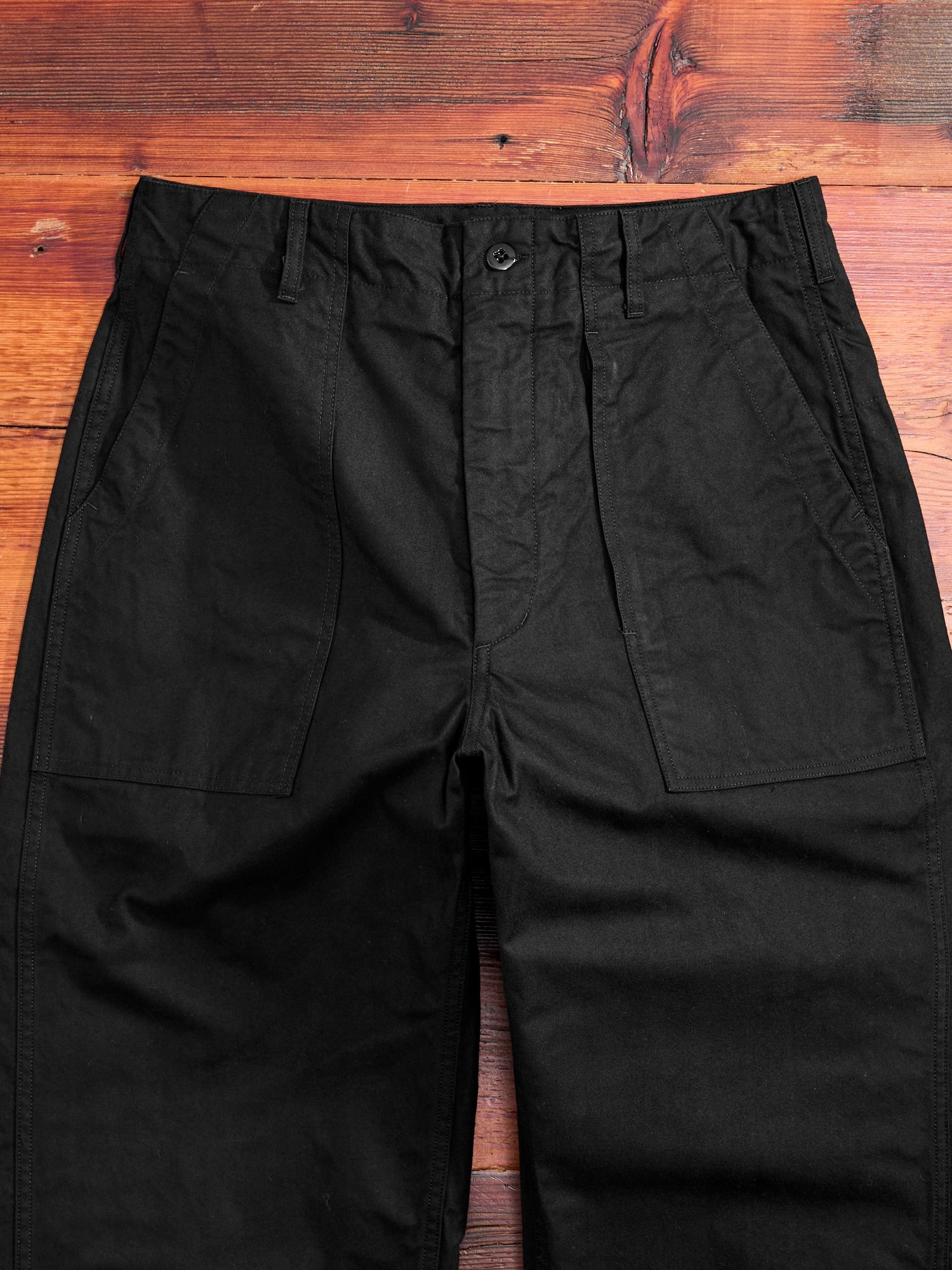 Brushed Herringbone Fatigue Pants in Black - 3