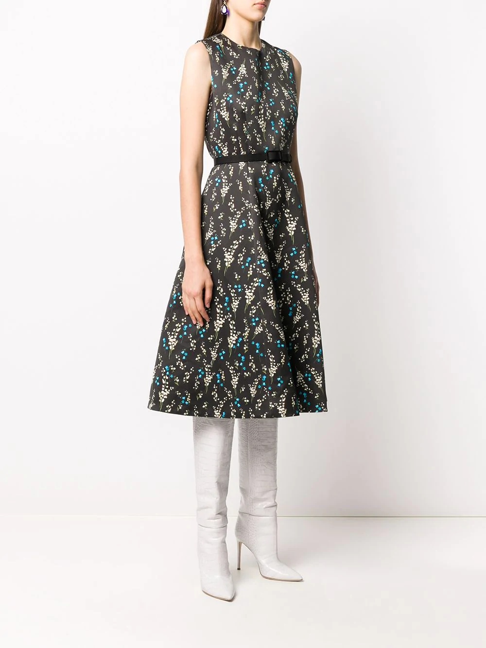 floral-print silk dress - 3