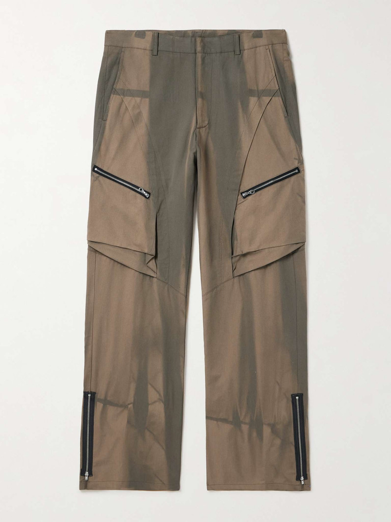 Straight-Leg Sun-Bleached Zip-Embellished Cotton-Blend Twill Trousers 1