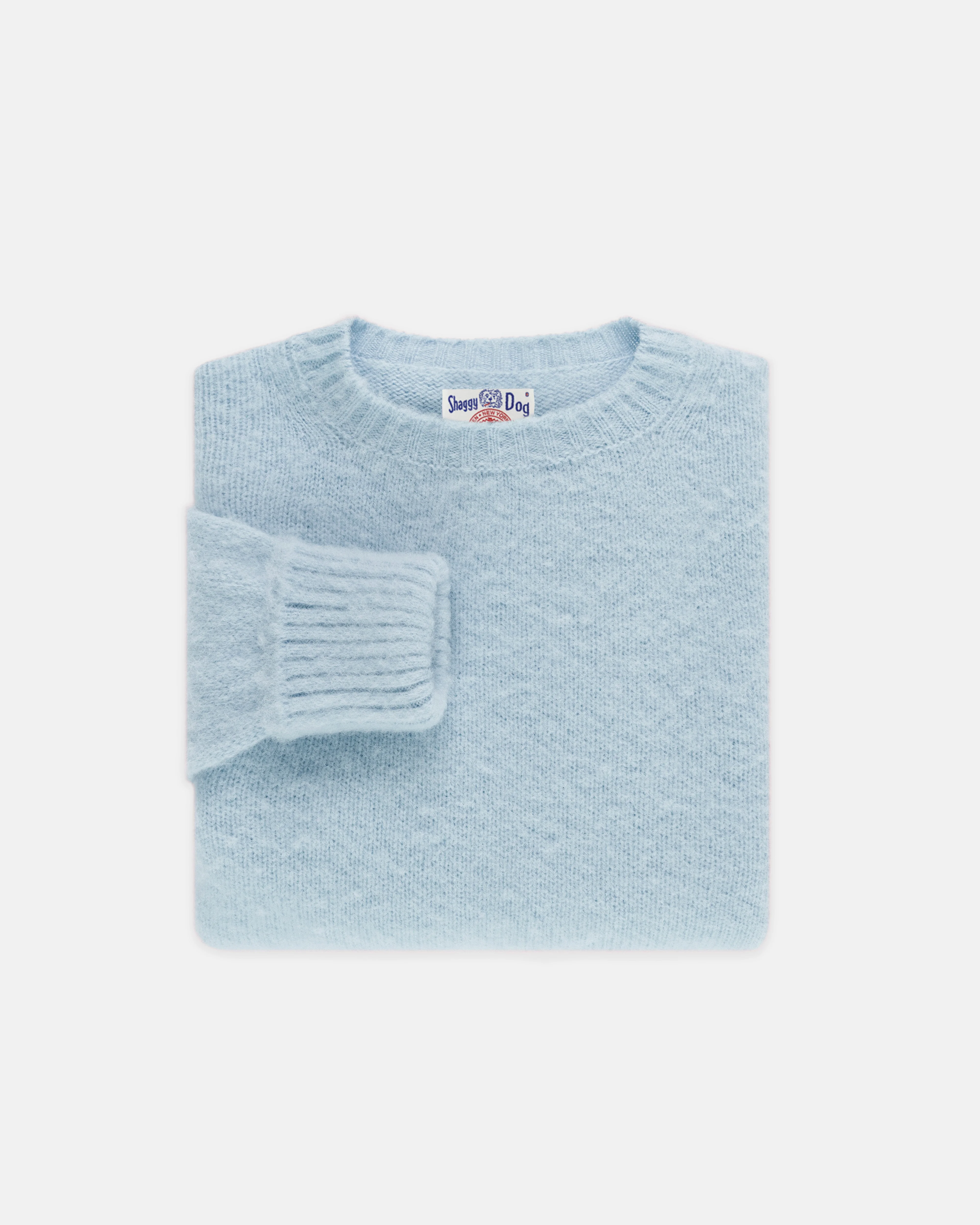 MADE-IN-SCOTLAND CHINA BLUE SHAGGY DOG SWEATER - CLASSIC FIT - 1