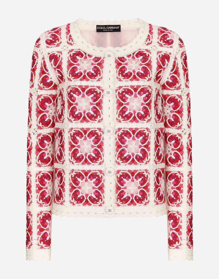 DOLCE & GABBANA Silk And Twill Cardigan In Majolica Print