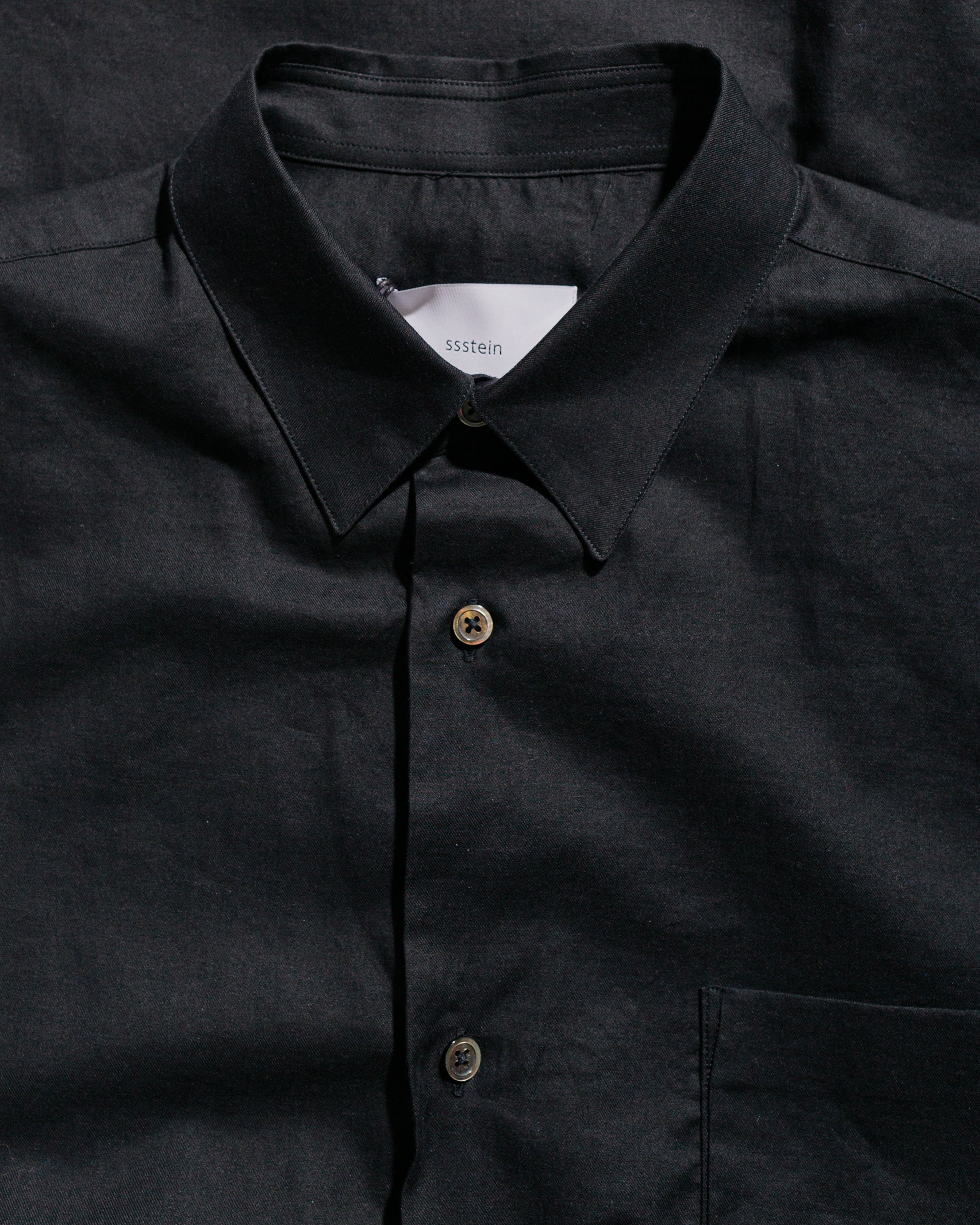 Cotton/Silk Twill Oversized Regular Collar Shirt Black - 5