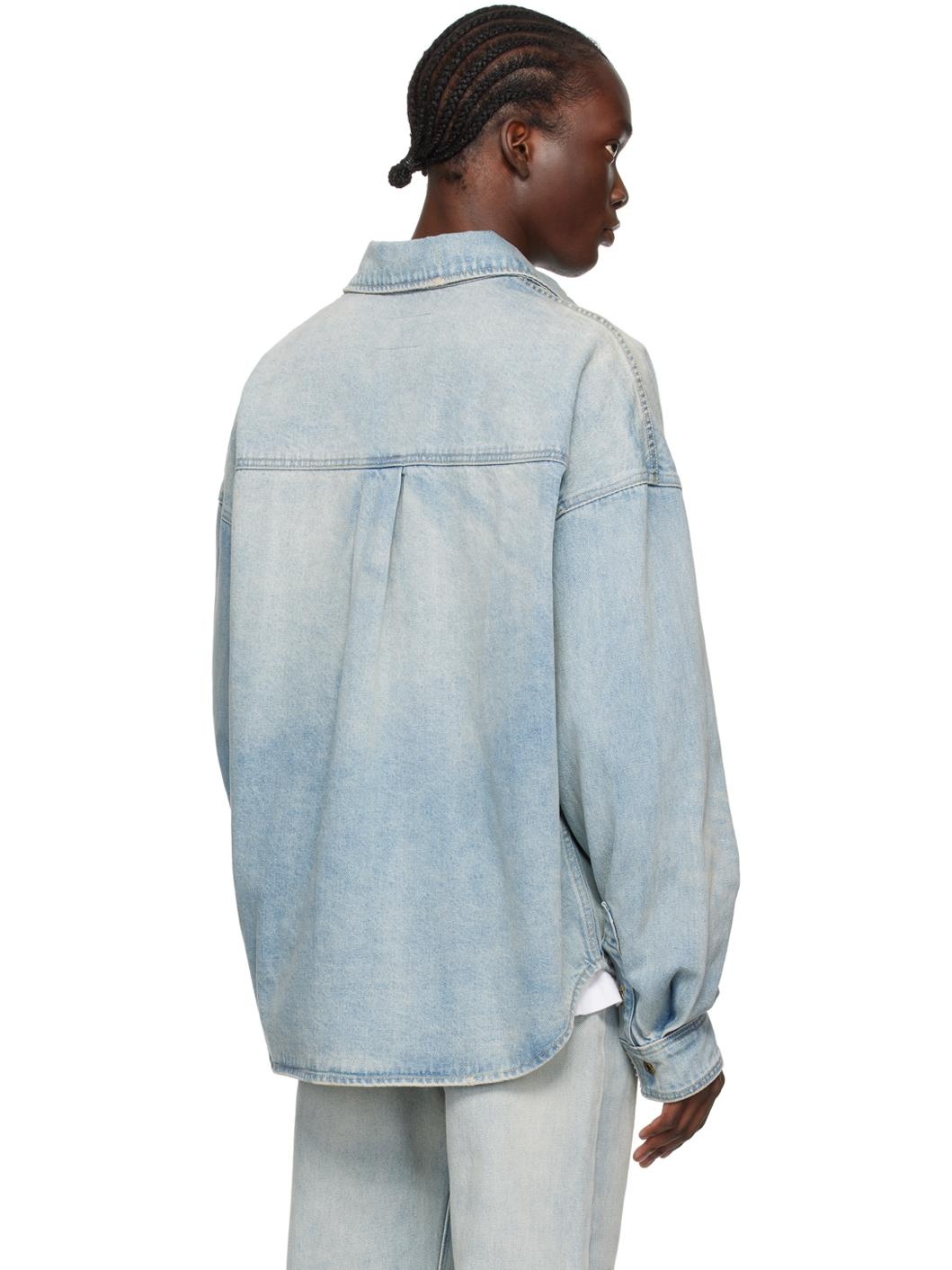 Blue Washed Denim Shirt - 3