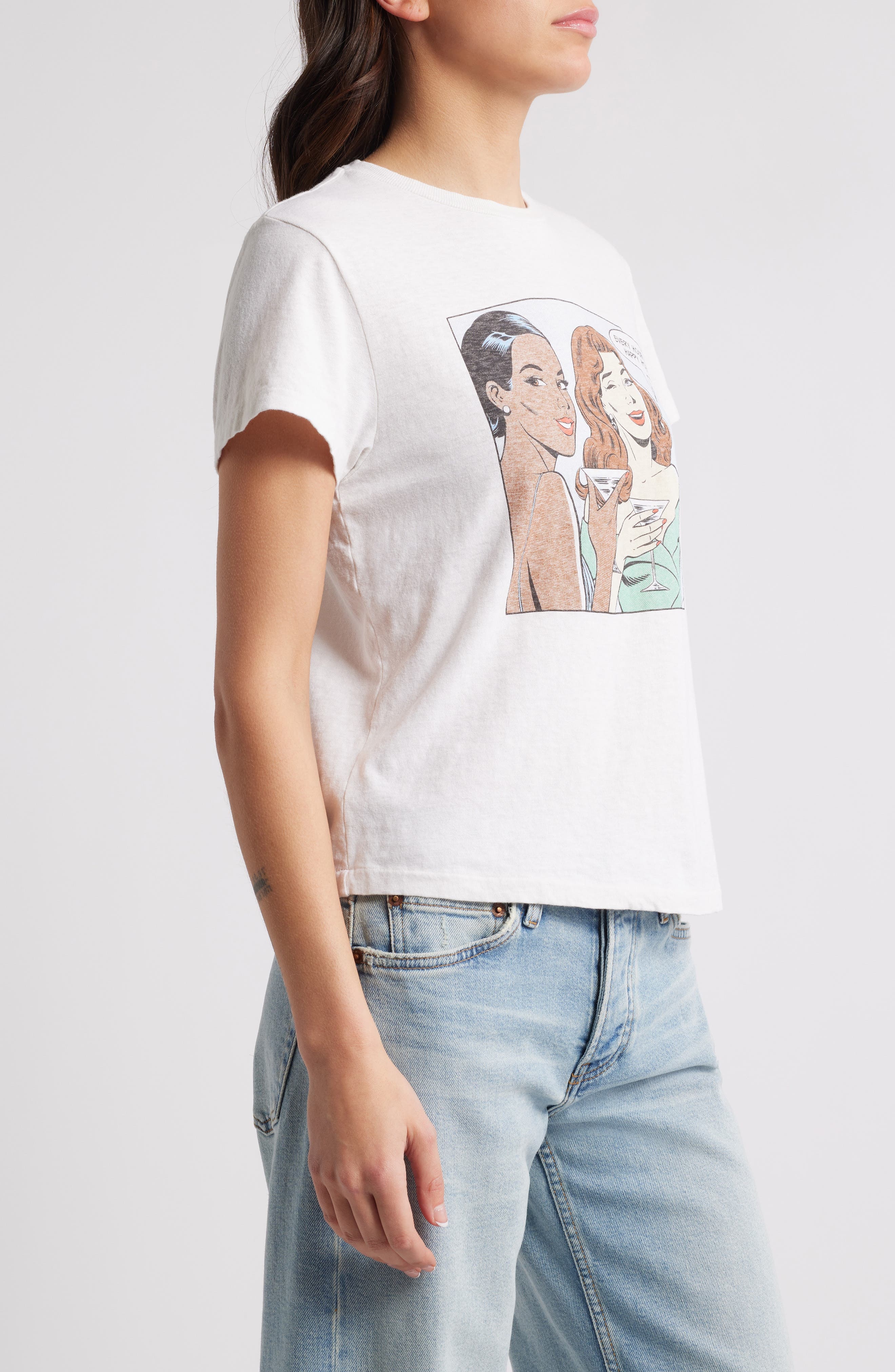 Re/Done Classic Happy Hour Graphic T-Shirt in Vintage White at Nordstrom - 3