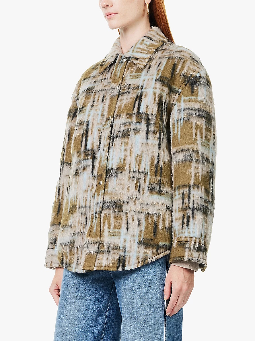 Checked brushed wool-blend jacket - 3