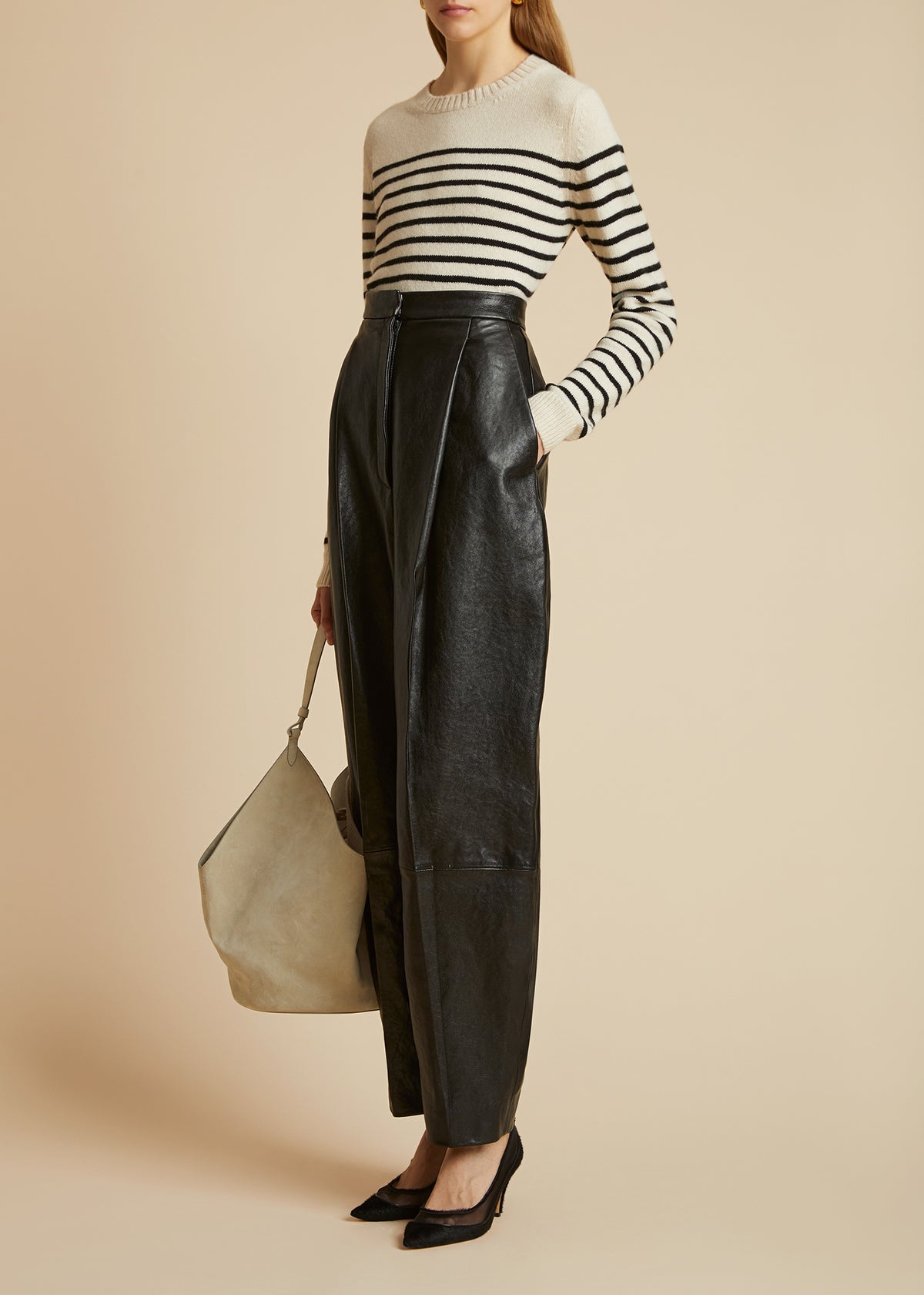 The Diletta Sweater in Magnolia and Black Stripe - 2