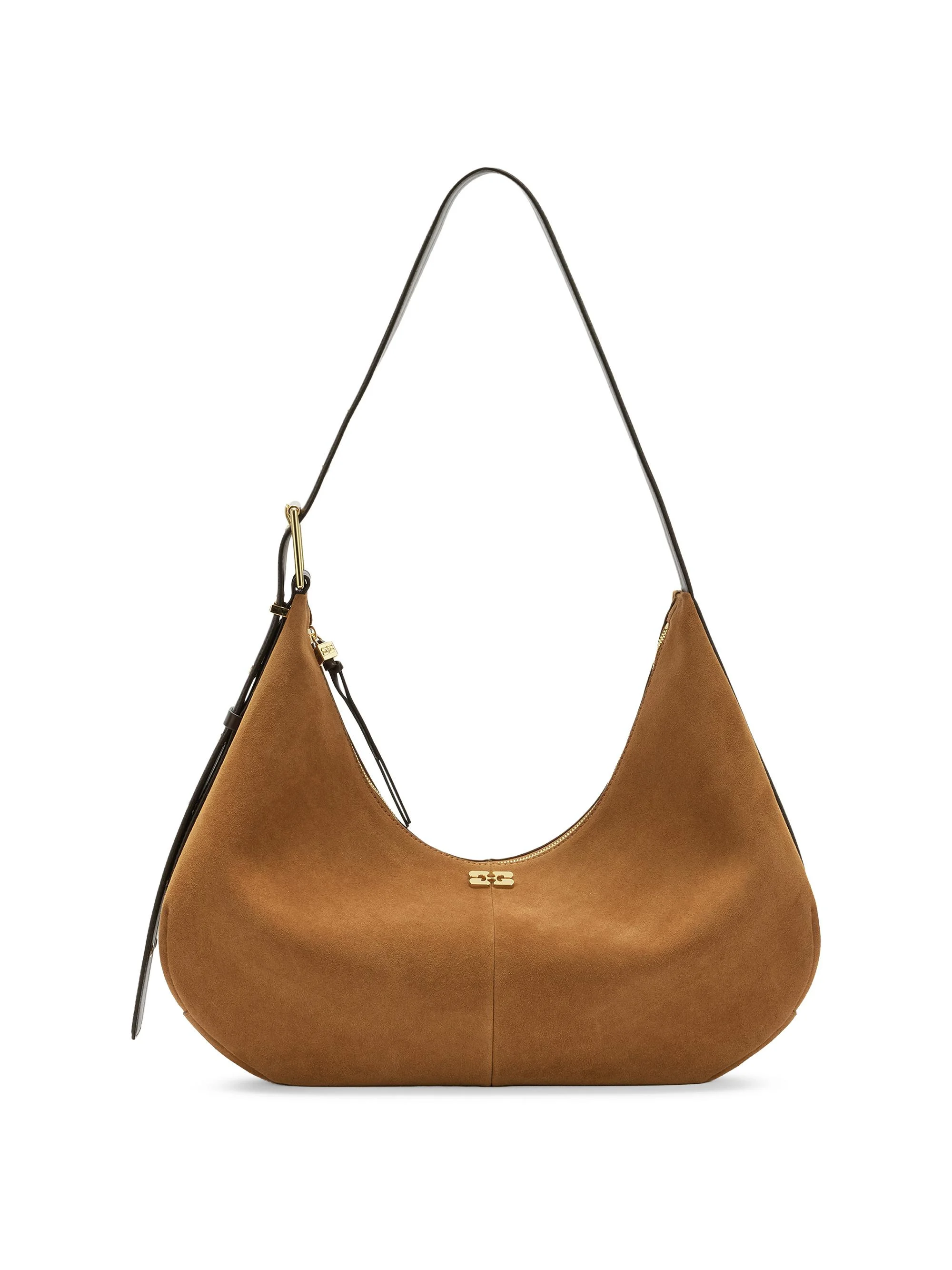Women's Medium Suede Hobo Bag - Caramel - 1
