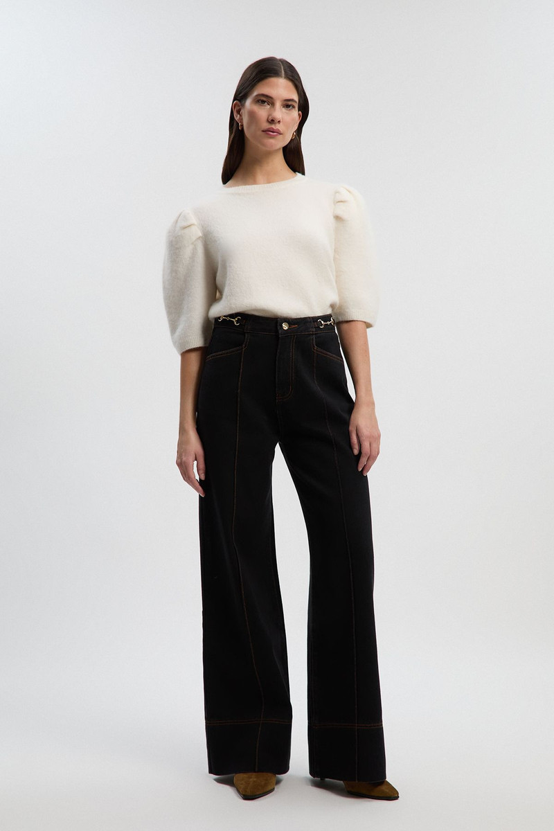 Denim Snaffle Wide Leg Trouser 1
