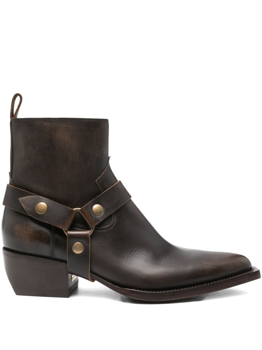 50mm harness-embellished leather boots - 1