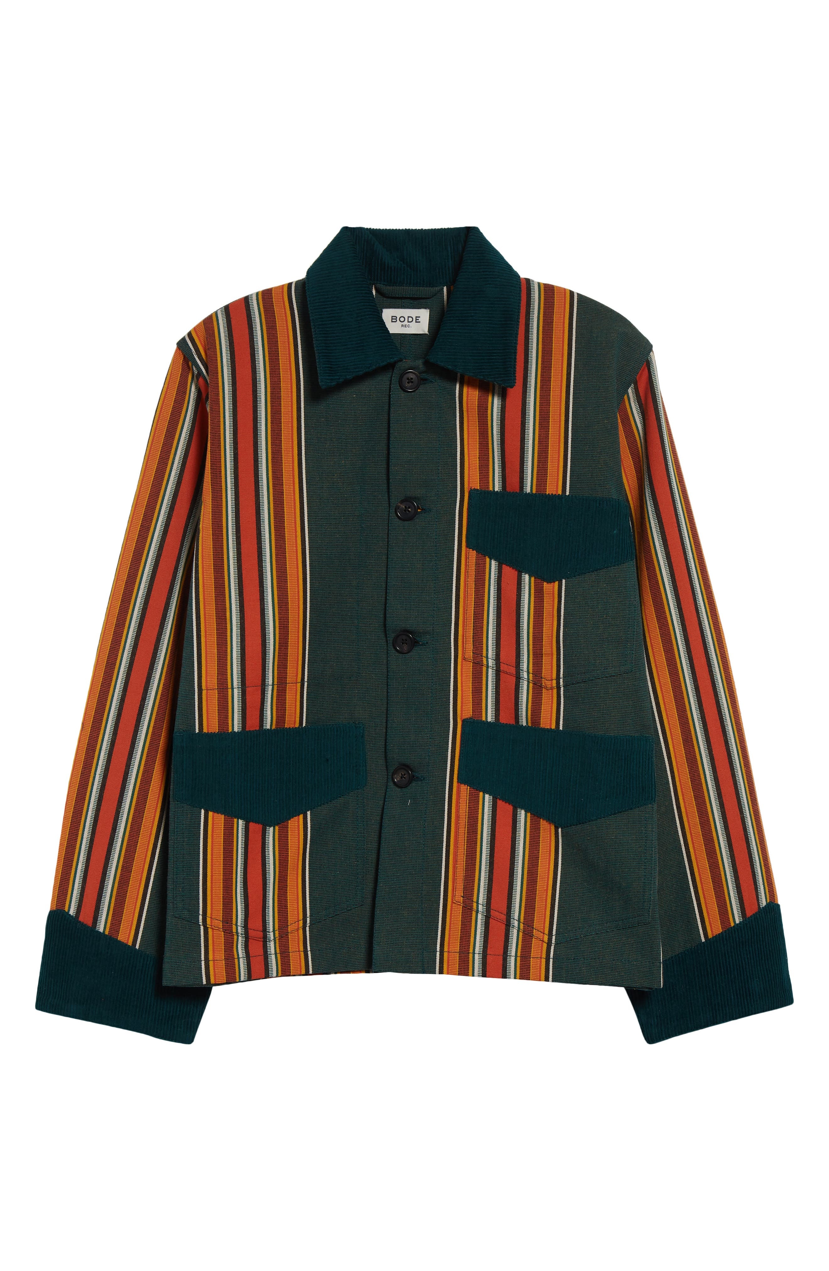 Bode Parakeet Stripe Craft Jacket in Green Multi at Nordstrom - 7