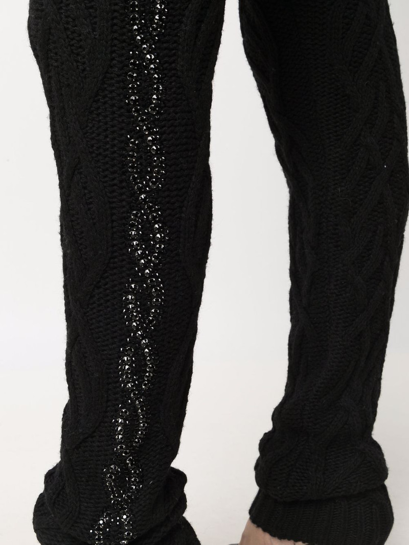 Cashmere Crystal cable-knit trousers 5