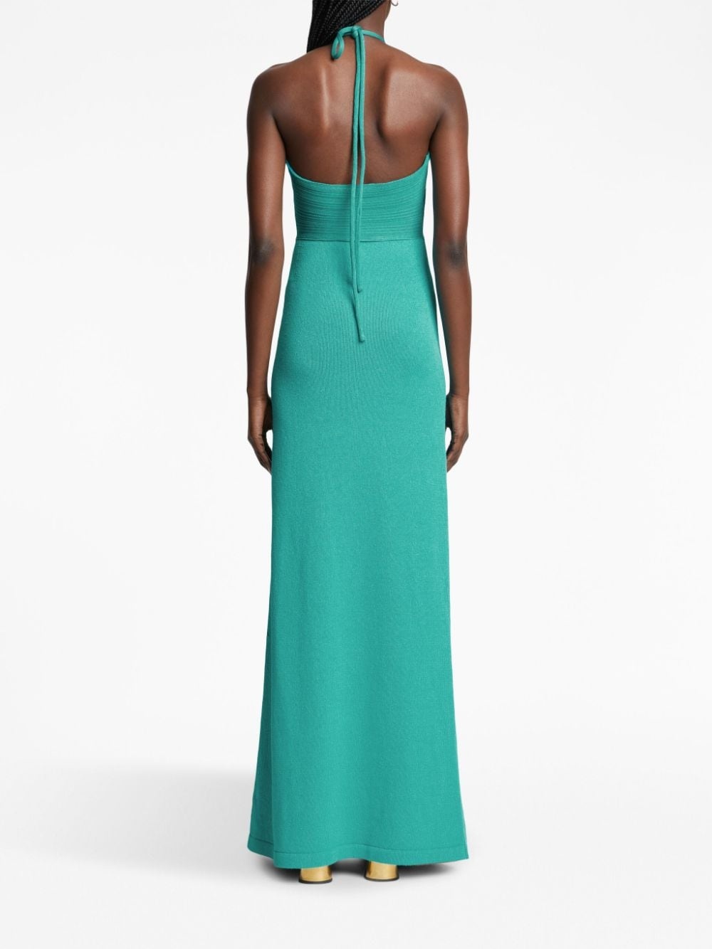 halterneck knitted maxi dress - 4