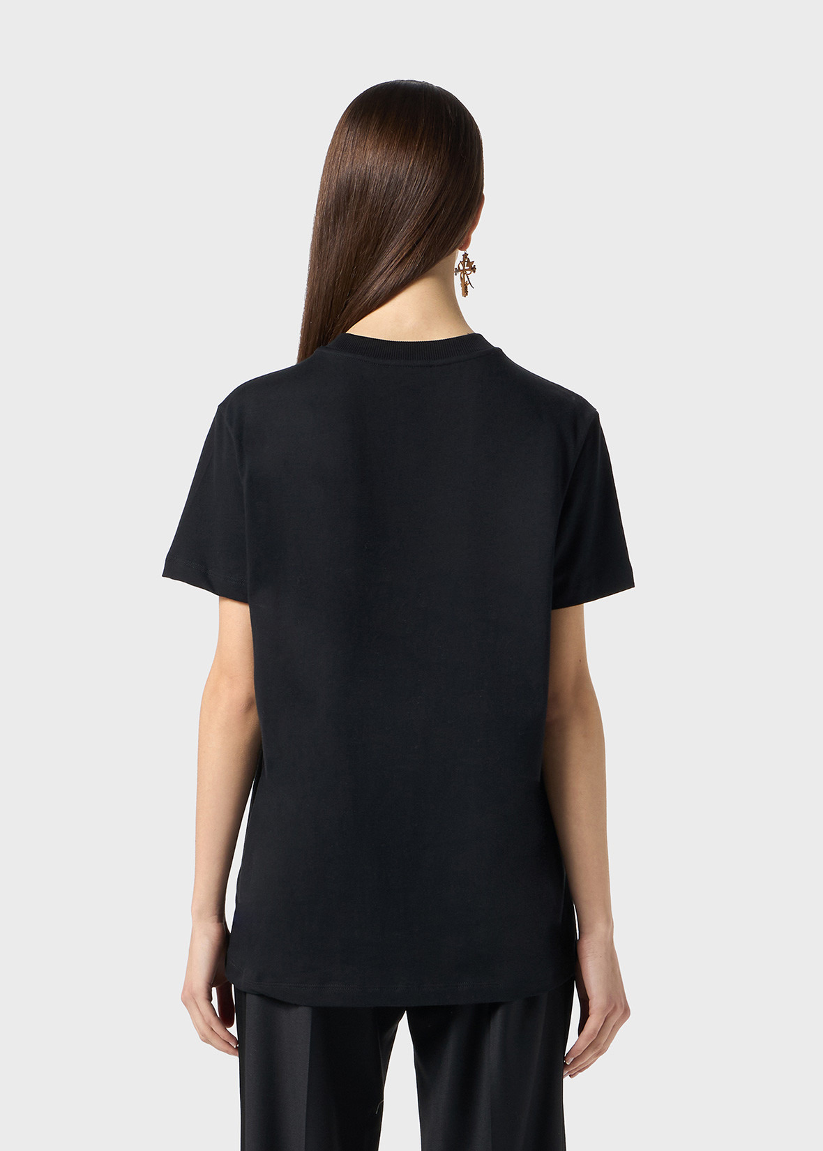 JERSEY T-SHIRT WITH BLUMARINE LOGO EMBROIDERY IN RHINESTONES - 4