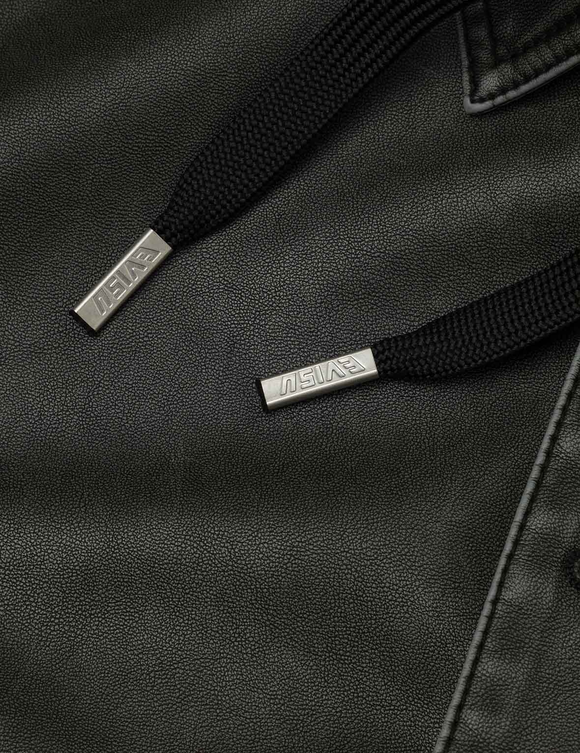 Seagull Print and Embossed Logo Regular Fit Vegan Leather Jacket - 7