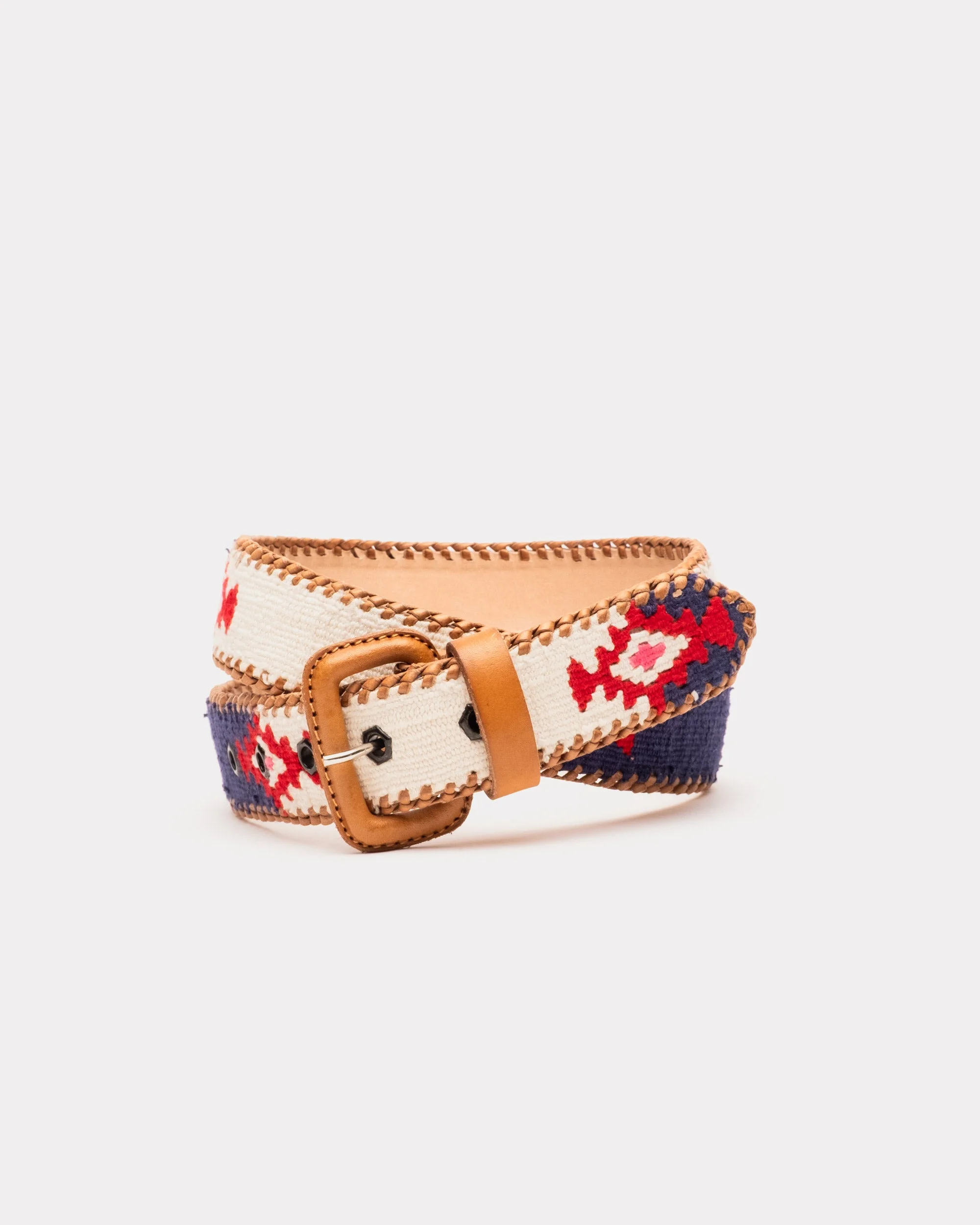Handwoven Guatemalan Leather Belt - 1