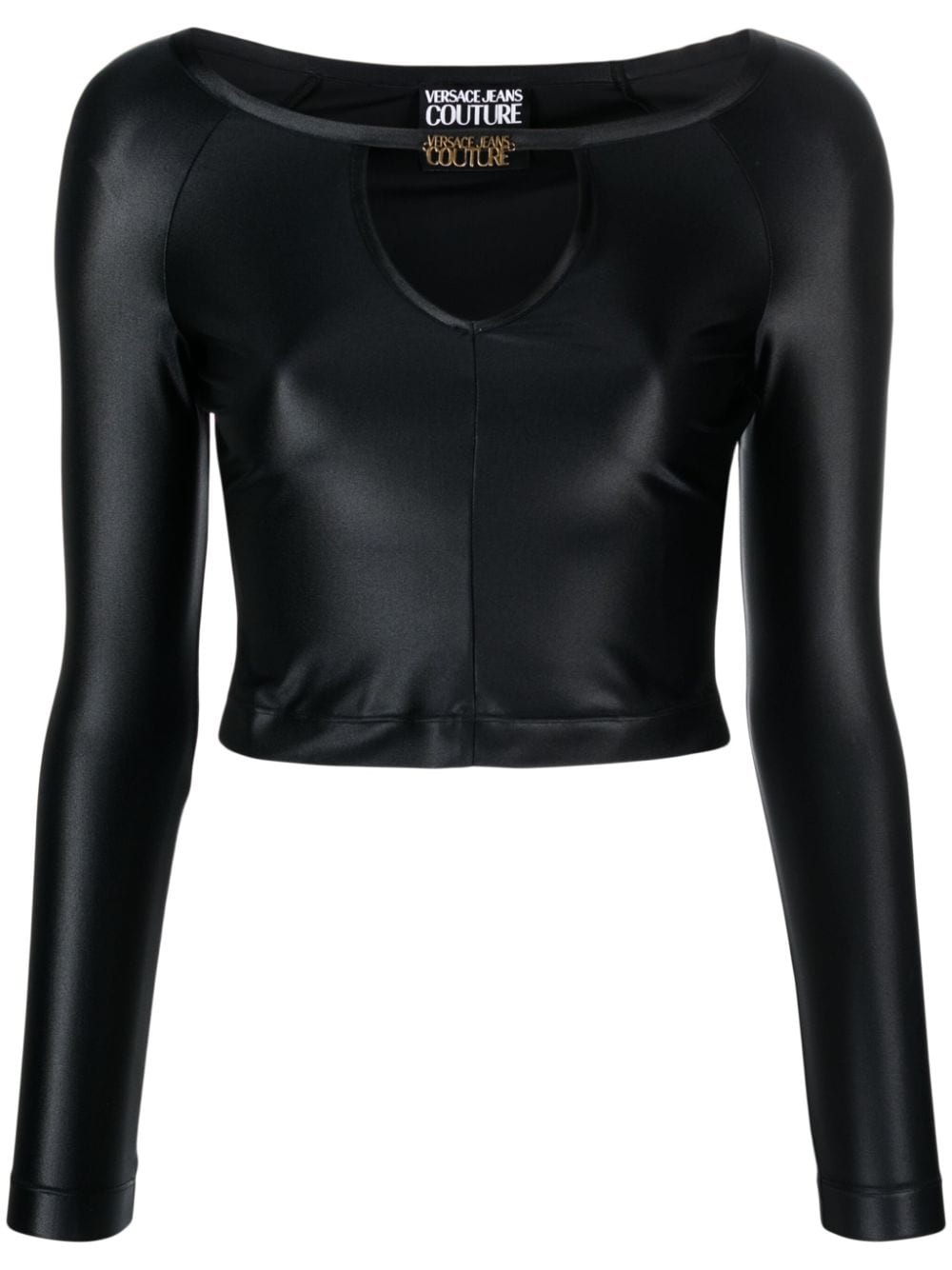 logo-plaque jersey crop top - 1