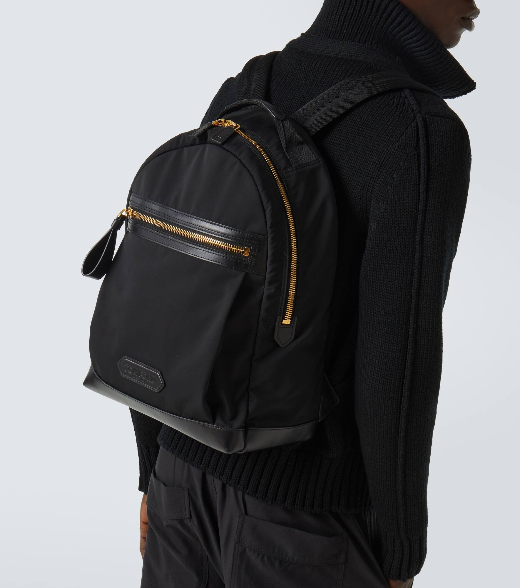 Leather-trimmed backpack - 3