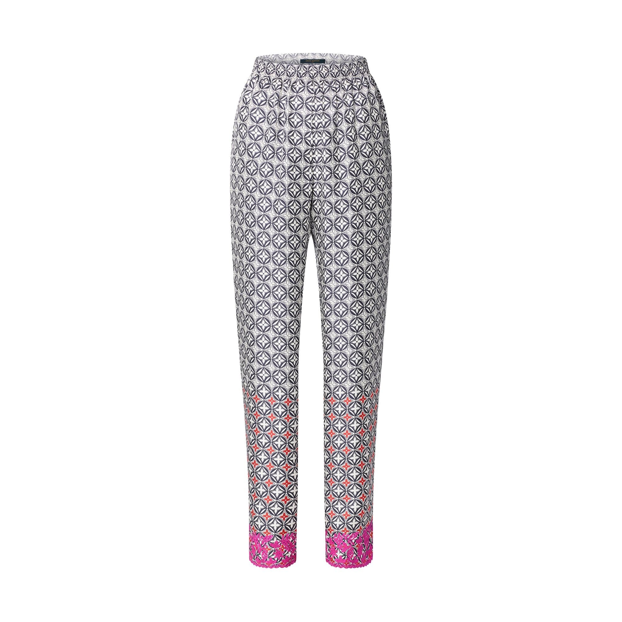Geometric Monogram Flower Pajama Pants - 1